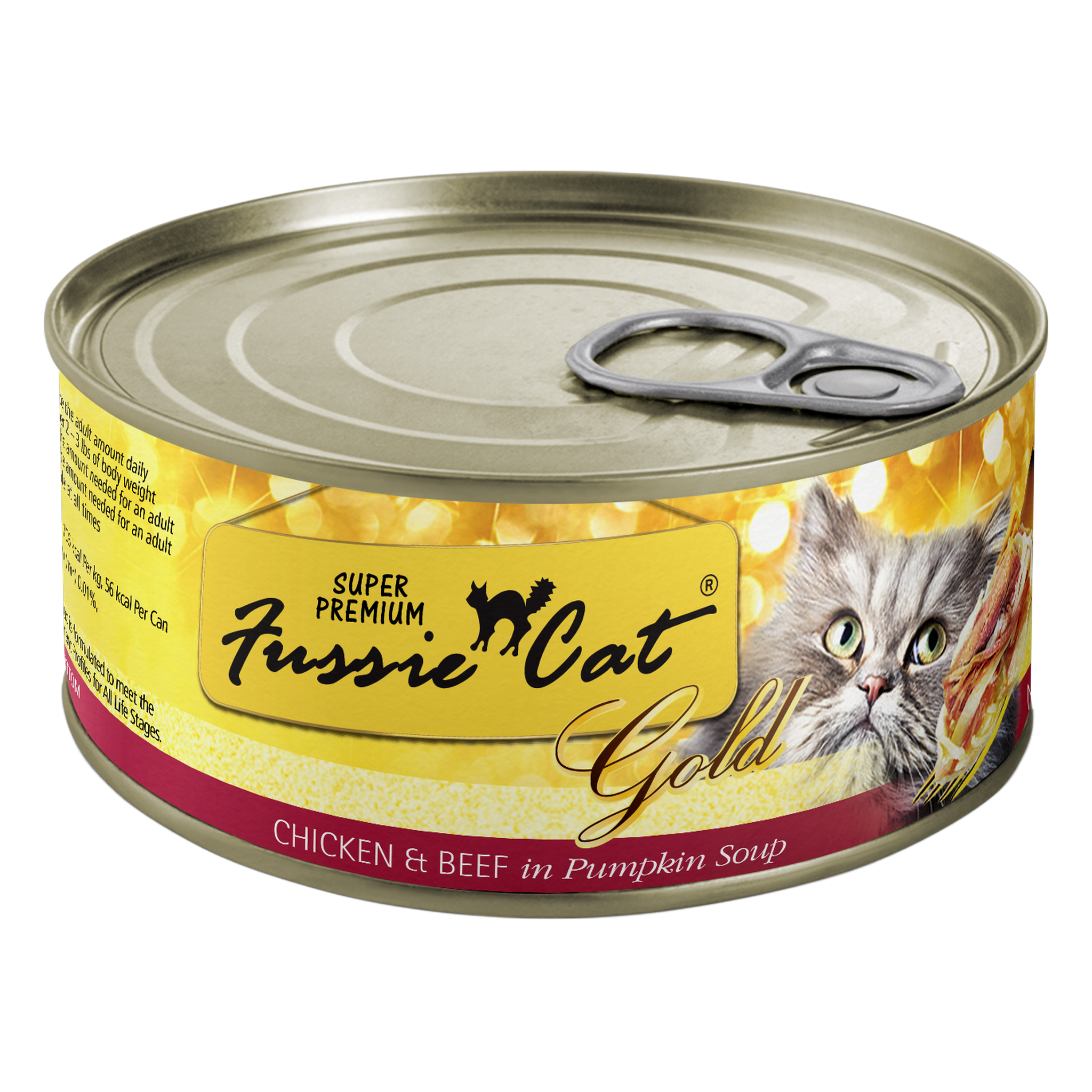 Fussie Cat Super Premium Gold Chicken and Beef in Pumpkin Soup can