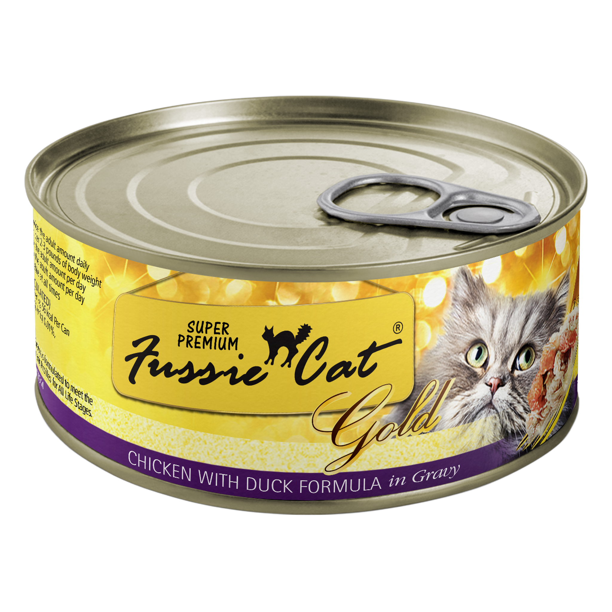 Fussie Cat Super Premium Gold Chicken with Duck Formula in Gravy Wet Cat Food package