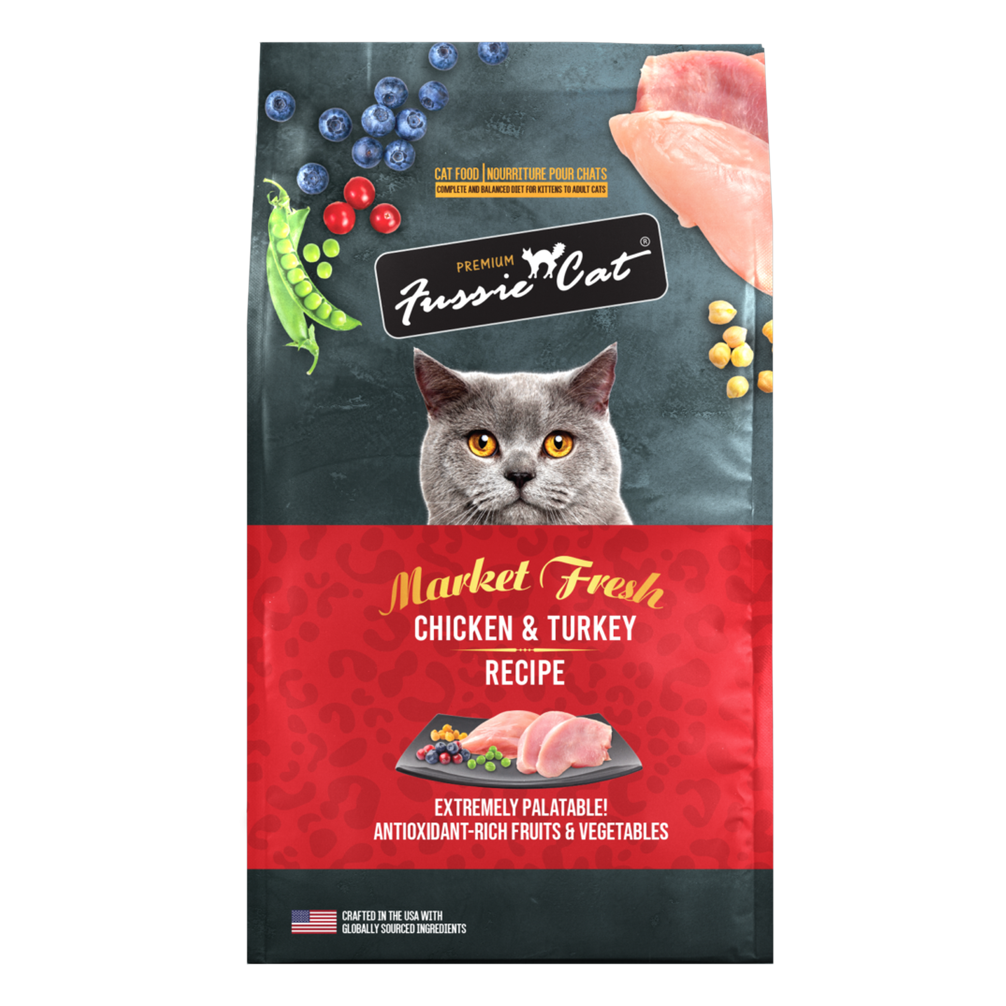 Fussie Cat Market Fresh Chicken and Turkey Meal Recipe Dry Cat Food package