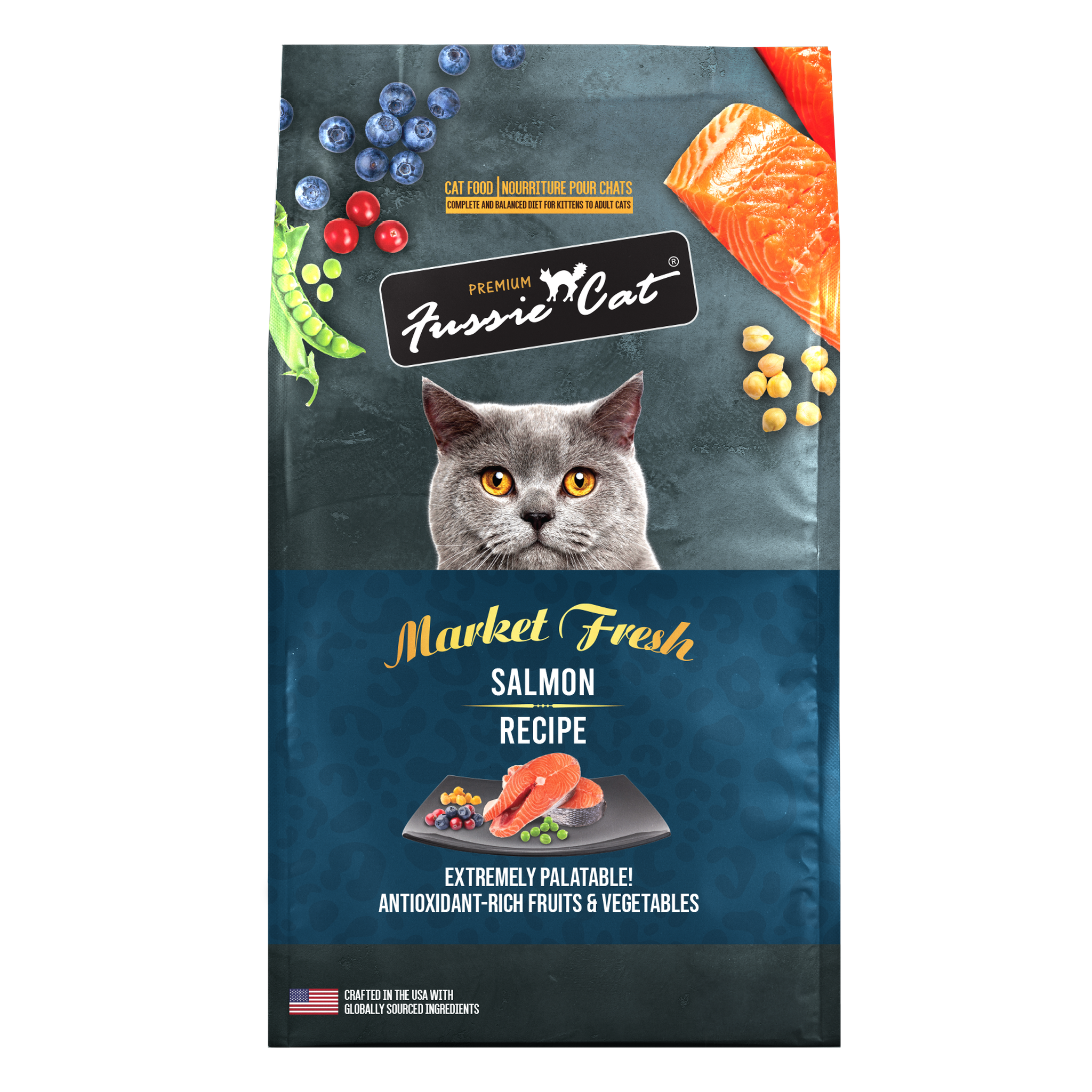 Fussie Cat Market Fresh Salmon Recipe Dry Cat Food package
