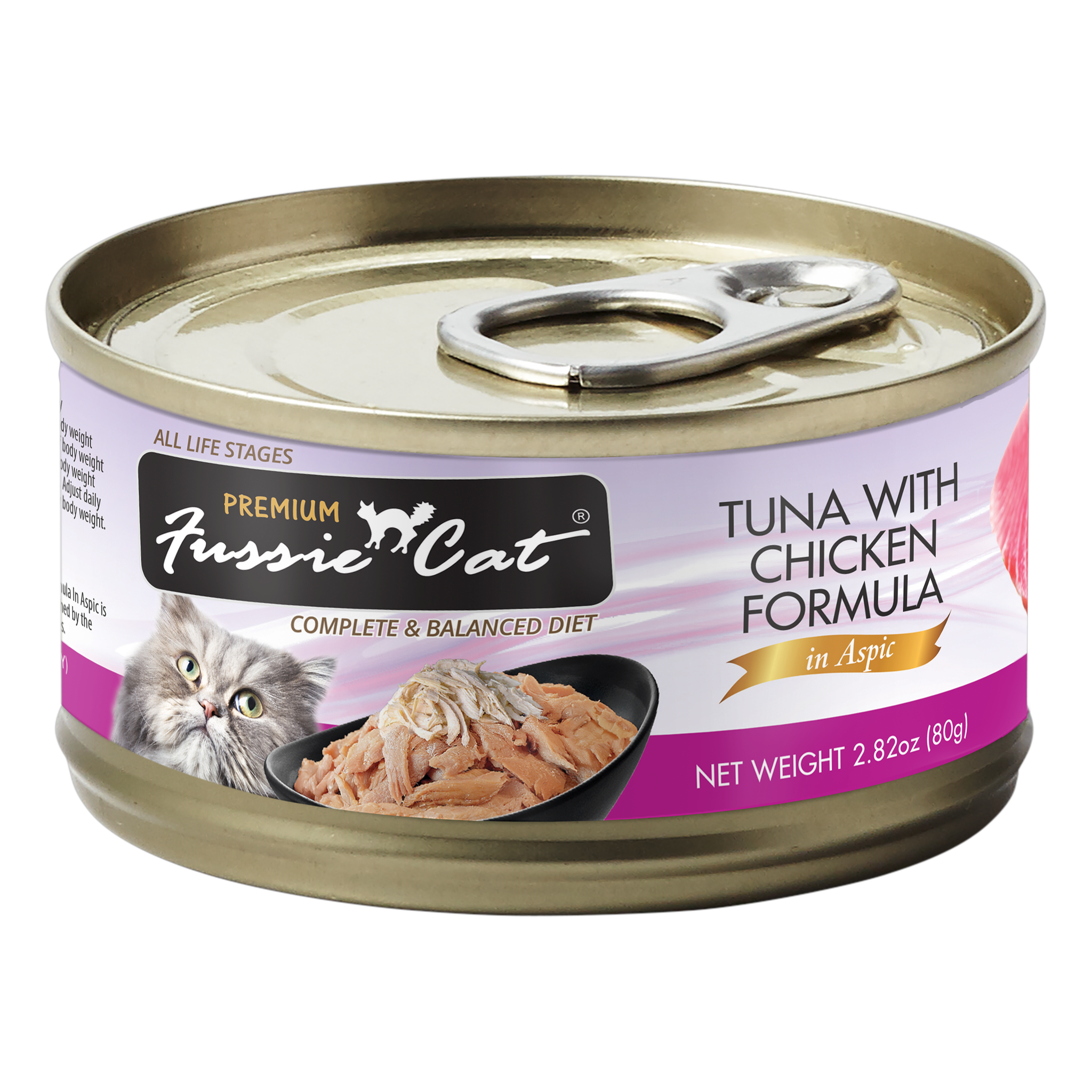 Fussie Cat Premium Tuna with Chicken Formula in Aspic Wet Cat Food package