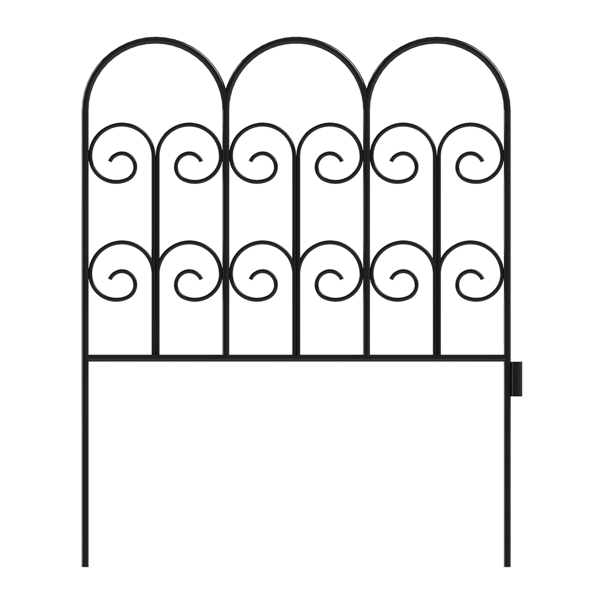 Garden Craft Jasmine no-dig decorative garden border panel, black powder-coated steel scrollwork, 18 by 16 inches with spiked feet