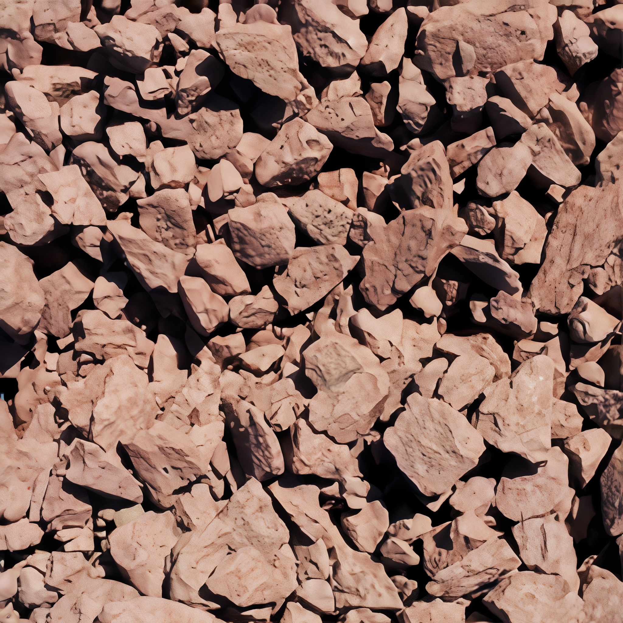 Red stone aggregate, 3/4 inch size, sold per ton for various construction projects. #3/4"#Ton