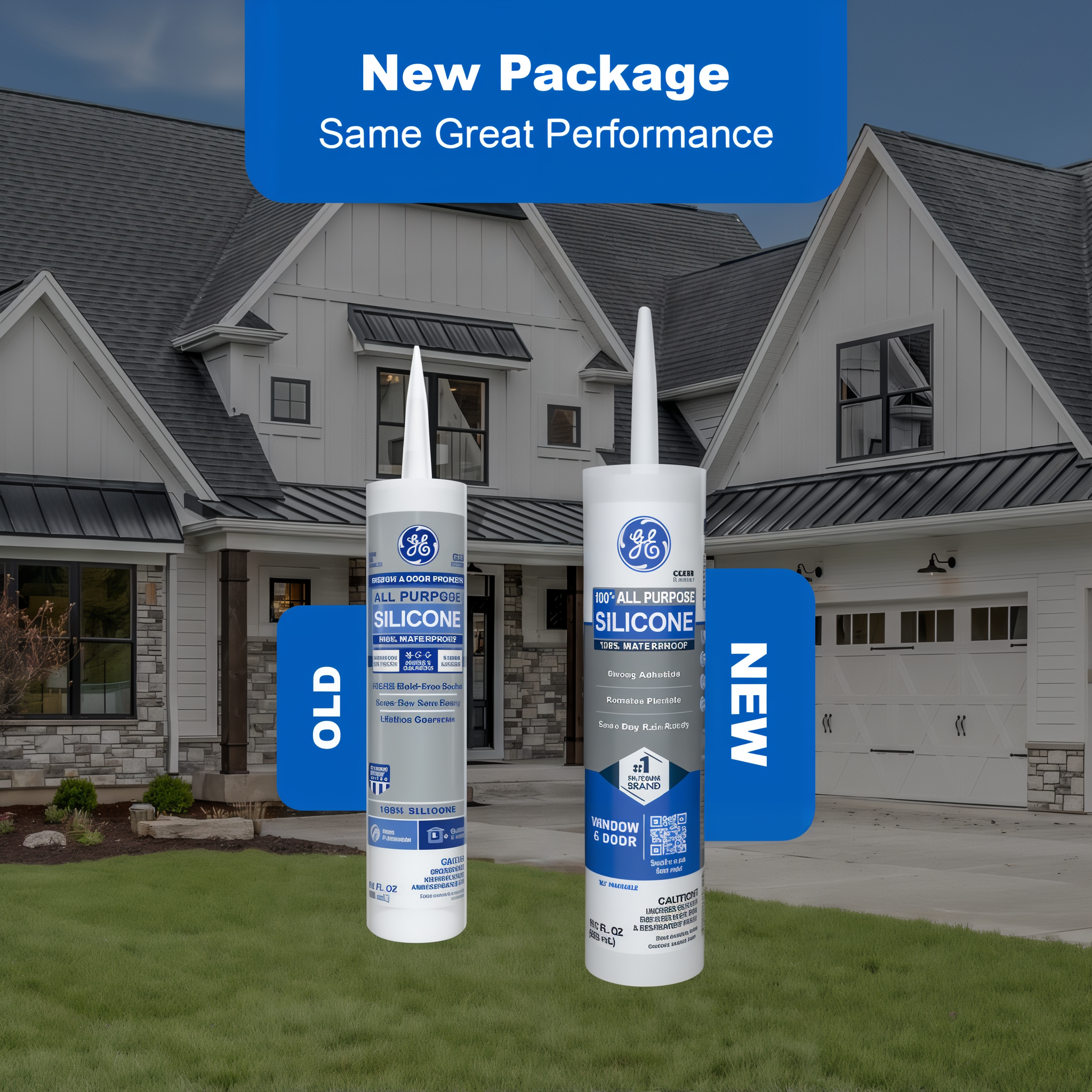 GE All Purpose Silicone 1 Sealant in Clear, 10.1 fl oz cartridge for weatherproof gap and joint sealing