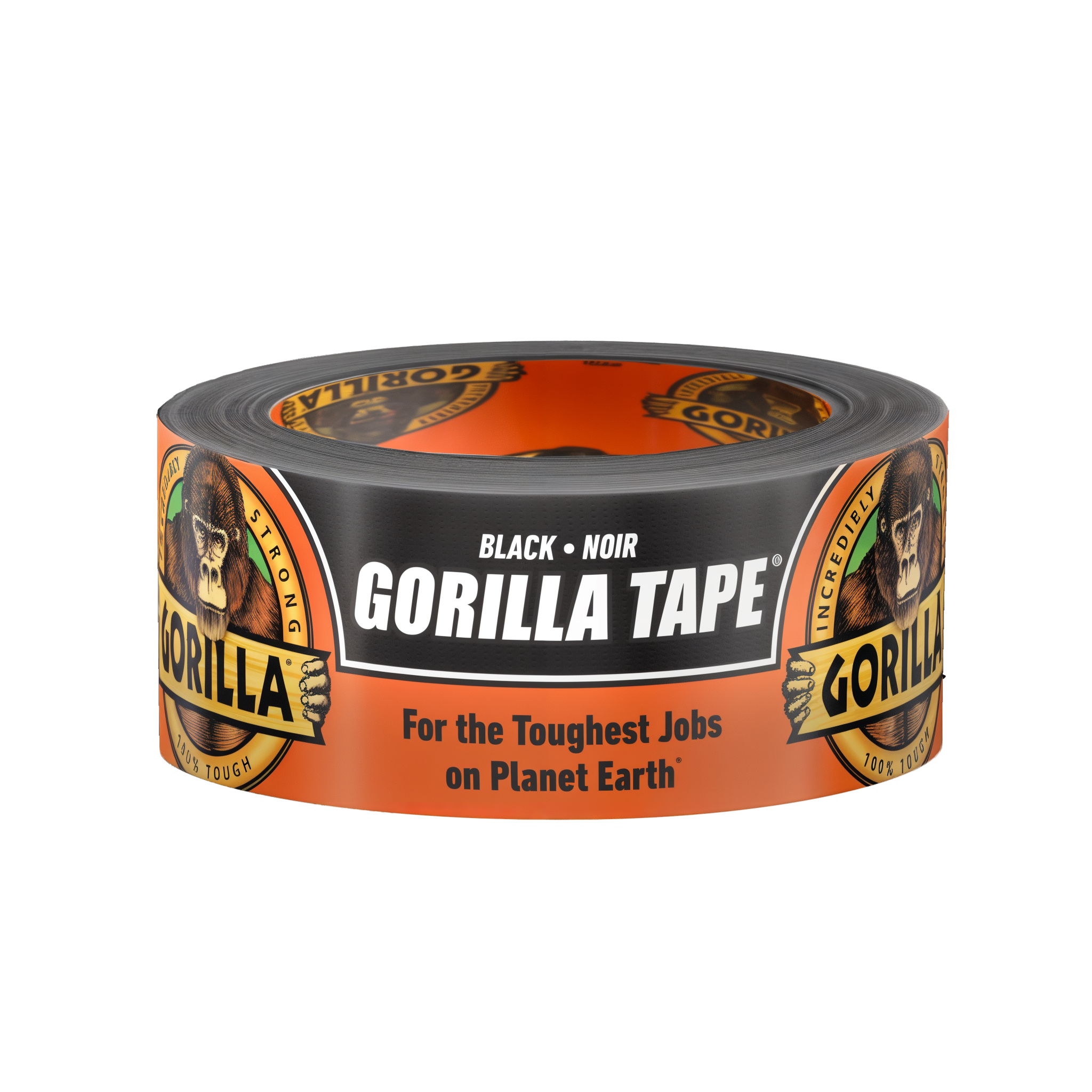 Gorilla Tape Black 1.88 in x 12 yards standard roll packshot #Black#1.88"x12 Yards