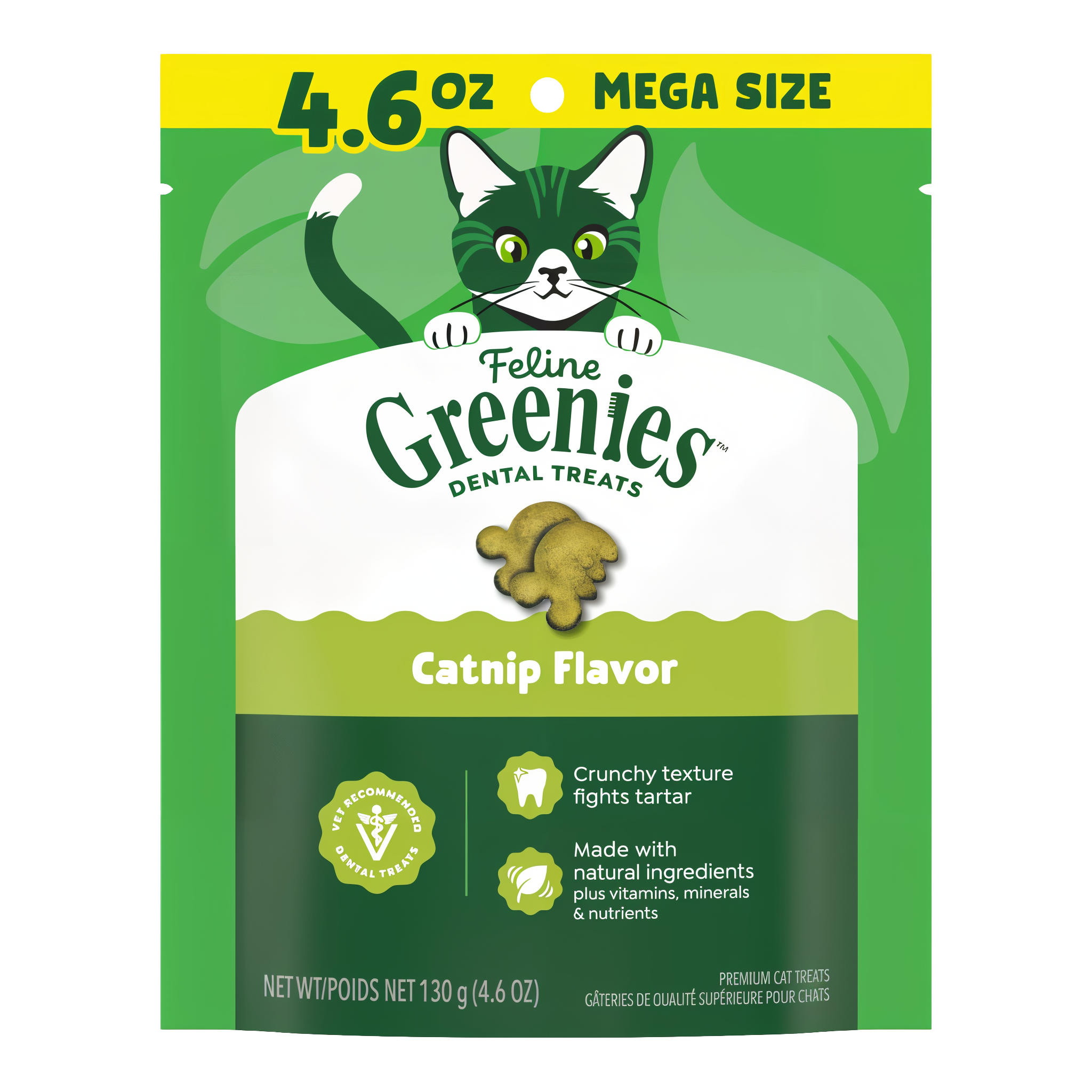Greenies Feline Dental Catnip Flavor Cat Treats 4.6 oz mega size pouch #4.6 OZ