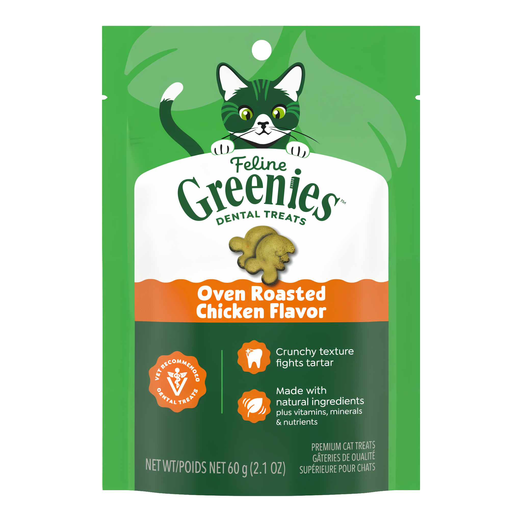 Greenies Feline Dental Oven Roasted Chicken Flavor Cat Treats 2.1 oz pouch #2.1 OZ
