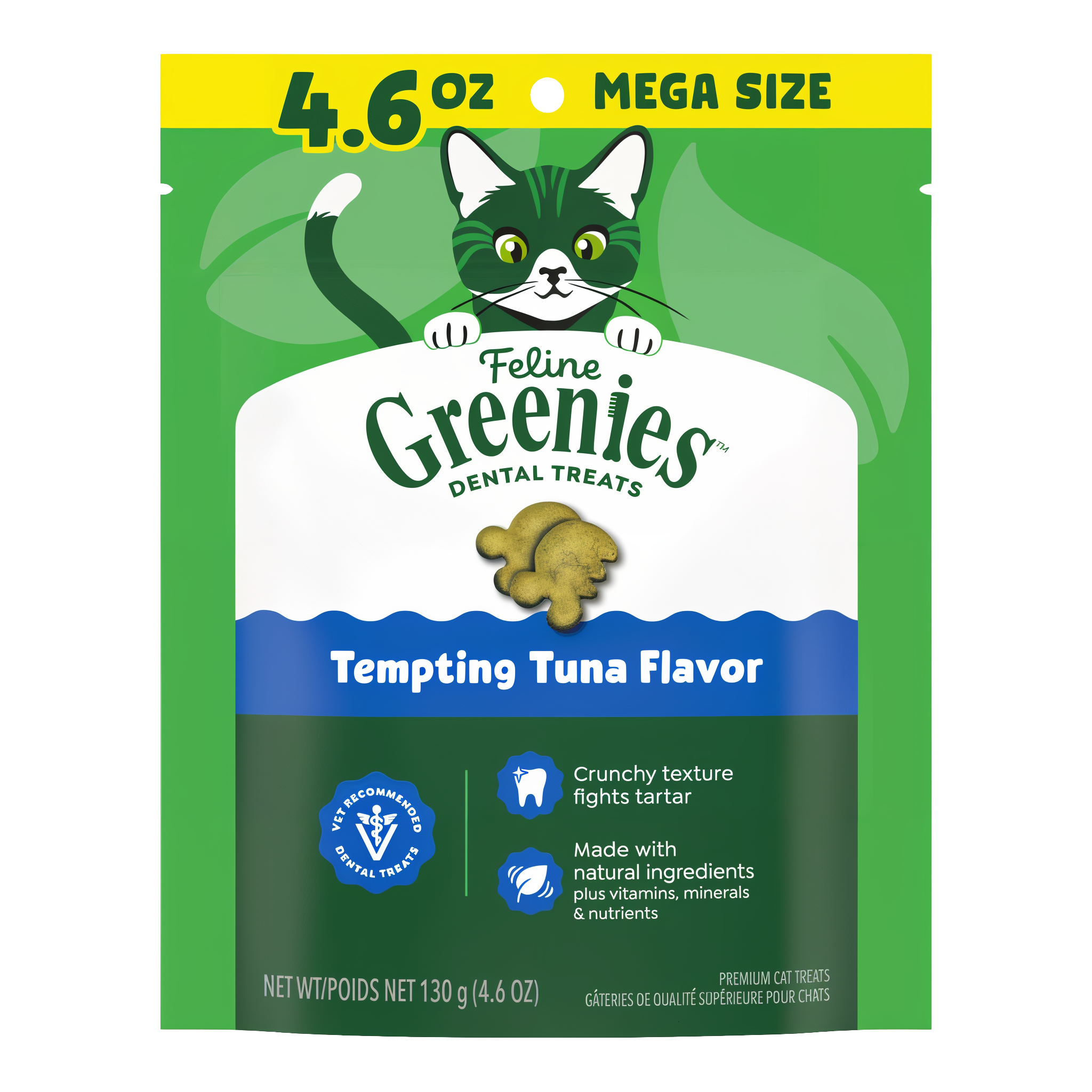Greenies Feline Dental Tempting Tuna Flavor Cat Treats 4.6 oz mega size pouch #4.6 OZ