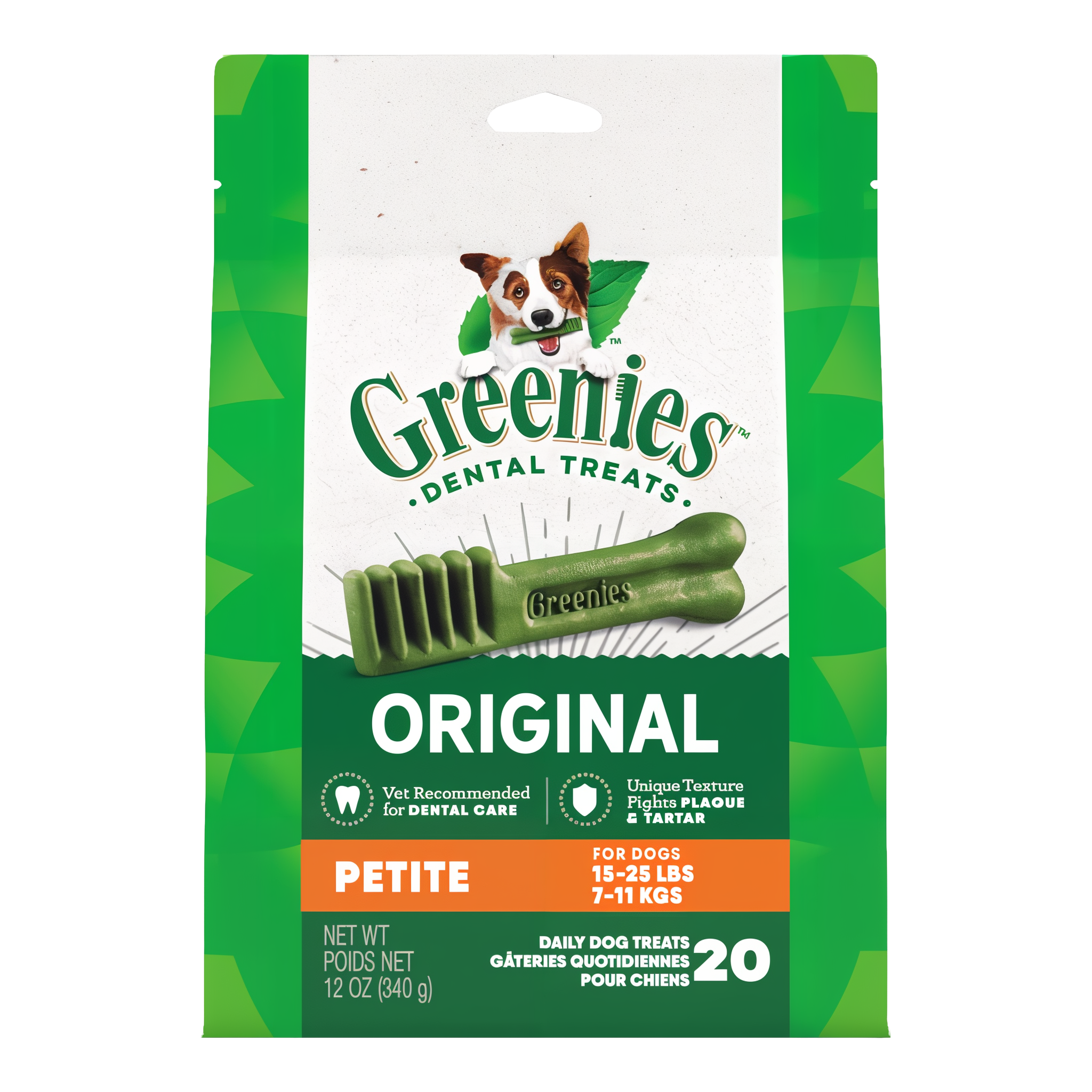 Greenies Original Petite dental dog treats 12 OZ pack, 20 treats
