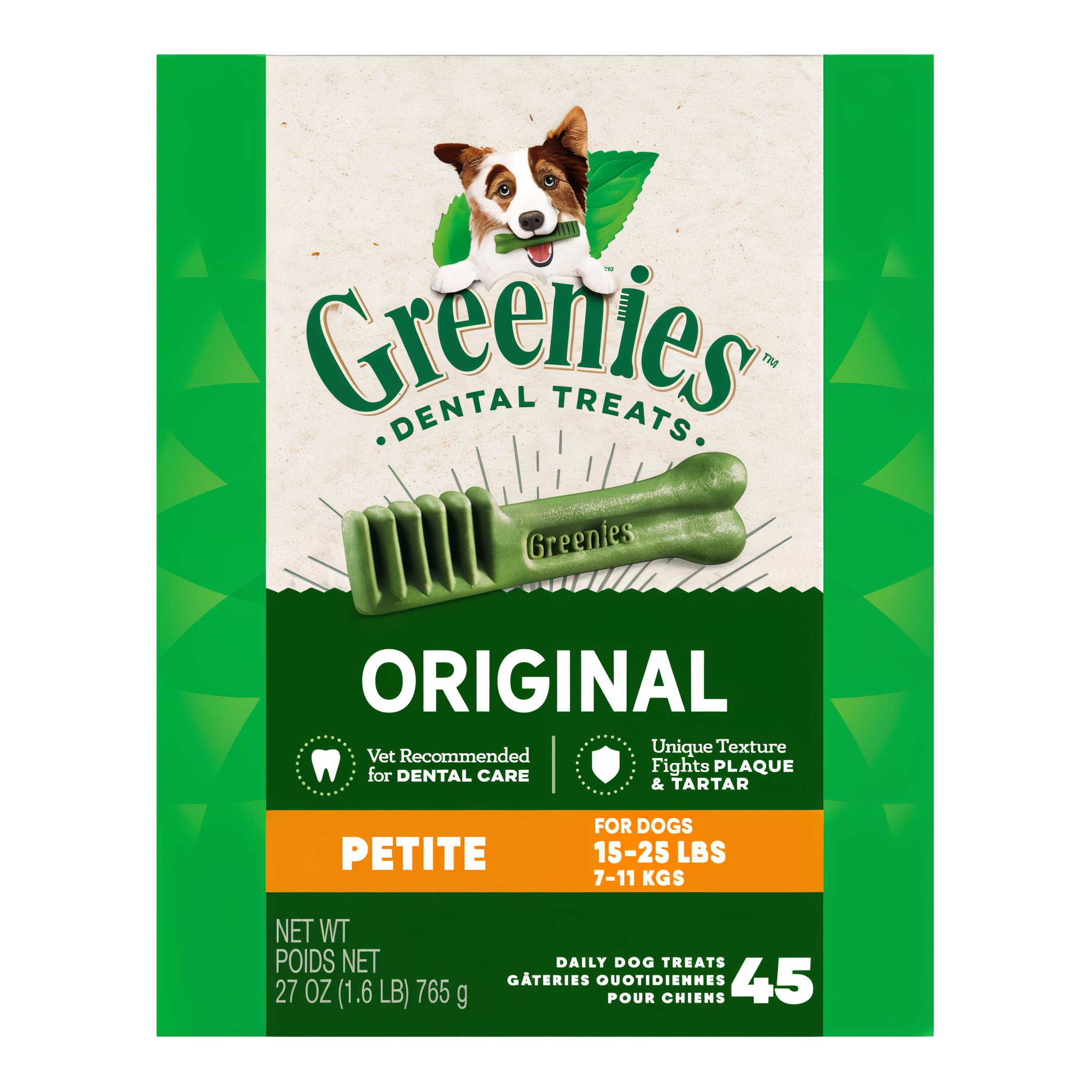 Greenies Original Petite dental dog treats 27 OZ pack, 45 treats