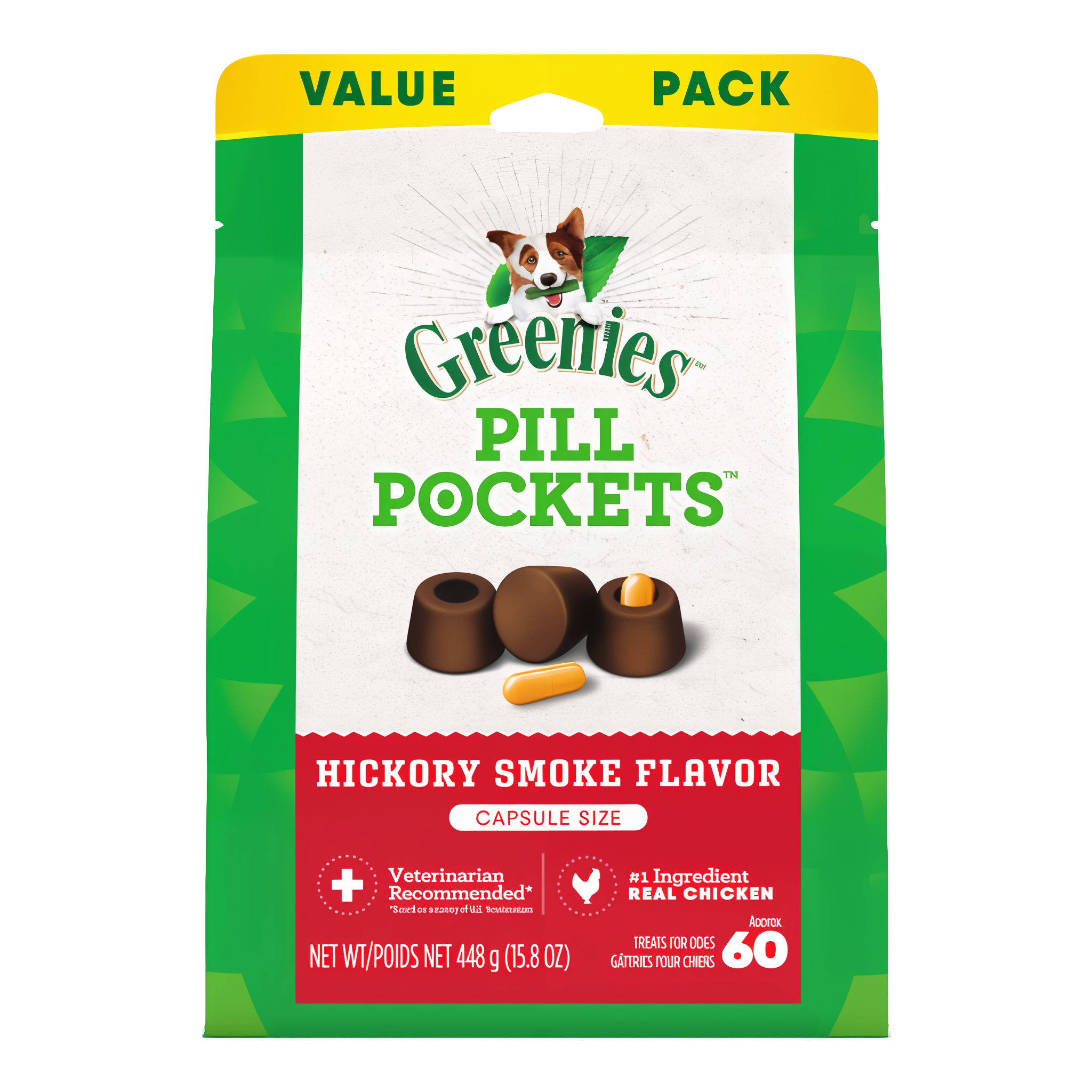 Greenies Pill Pockets Capsule Size Hickory Smoke Flavor Soft Dog Treats 15.8 OZ pack #15.8 OZ