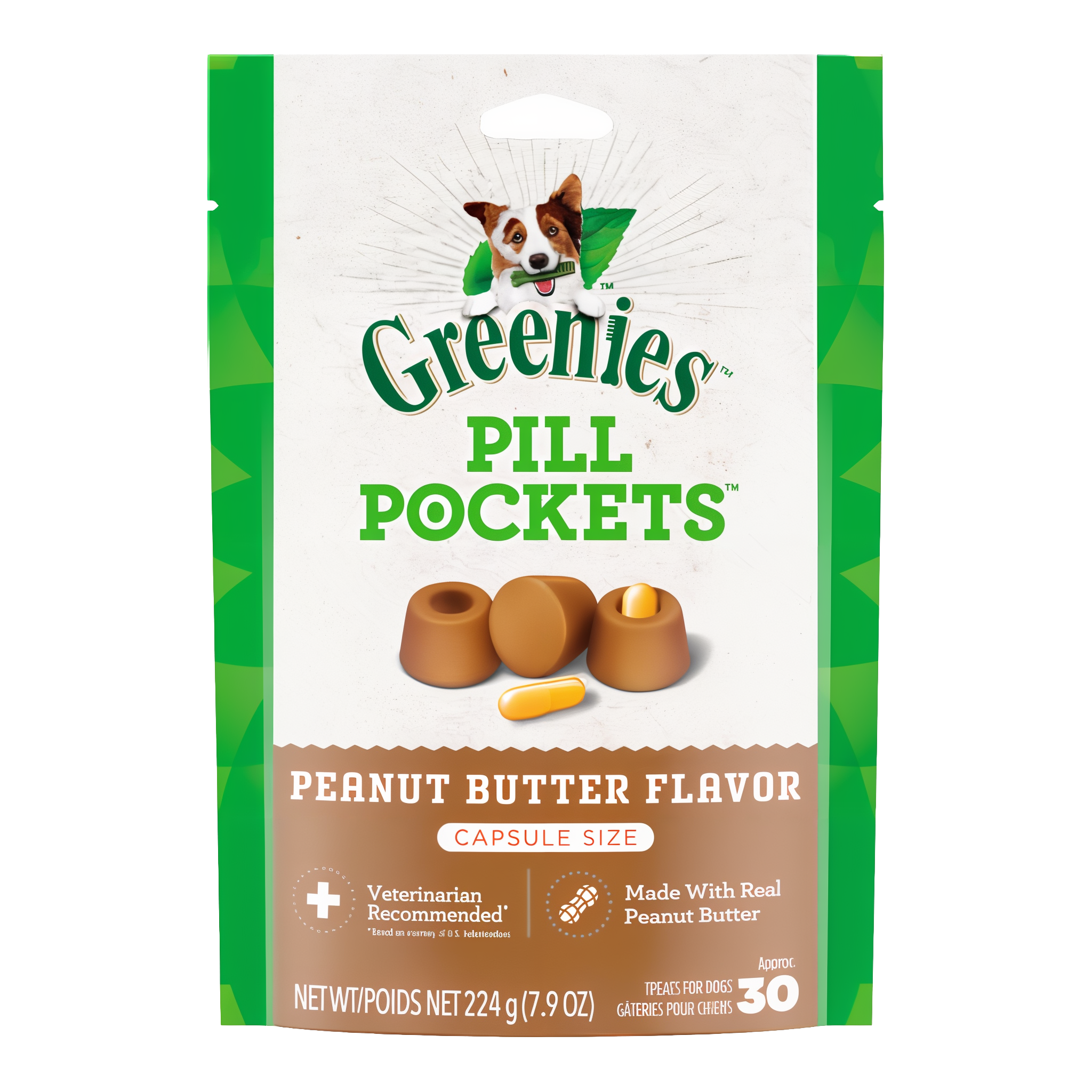 Greenies Pill Pockets Capsule Size Real Peanut Butter Soft Dog Treats 7.9 OZ pack #7.9 OZ