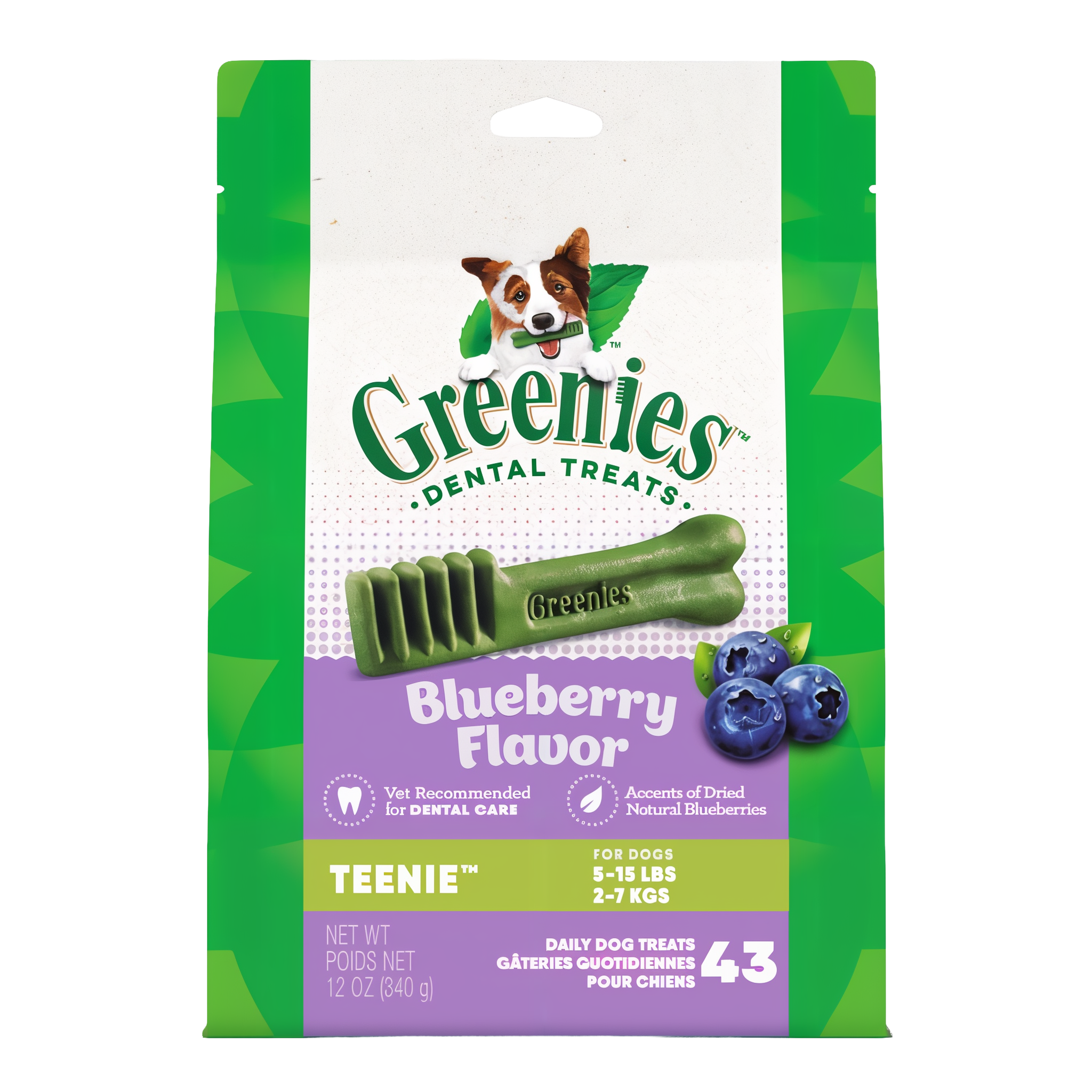 Greenies Teenie Natural Dental Dog Treats Blueberry Flavor 12 OZ pack #12 OZ