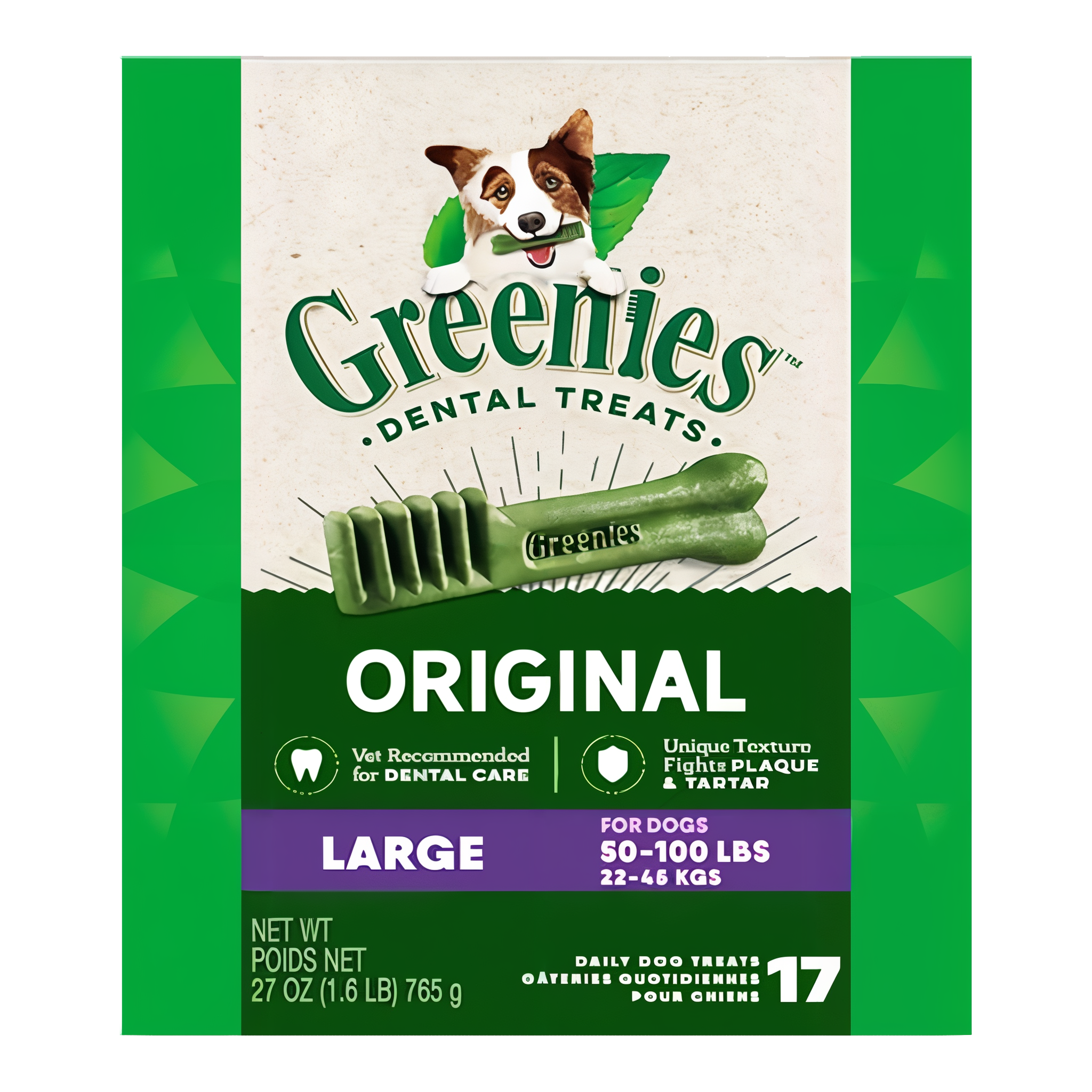 Greenies Large Chewy Dental Dog Treats, Original Chicken flavor, 27 oz with 17 treats #27 oz#17 Treats