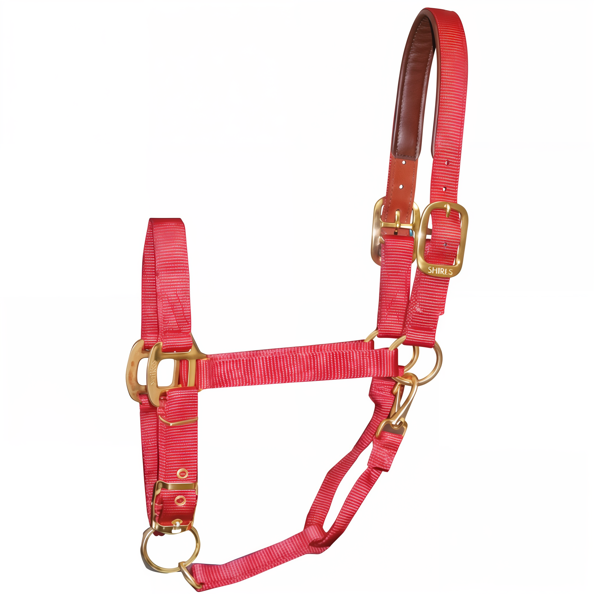 Red Hamilton Halter Company Adjustable Halter With Leather Headpole, Average size