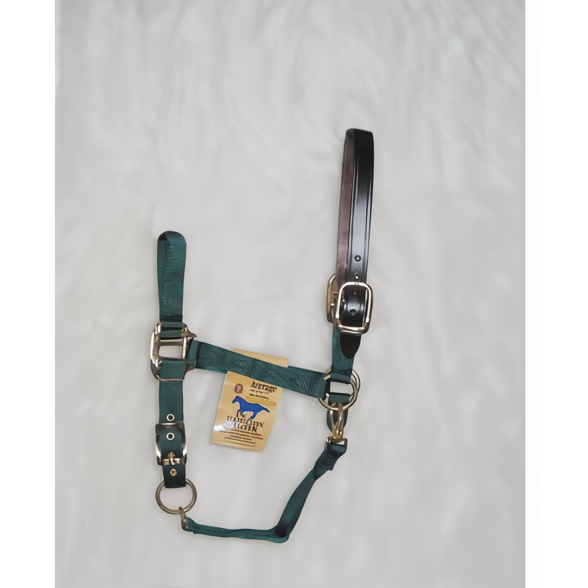 Green Hamilton Halter Company Adjustable Halter With Leather Headpole, Average size