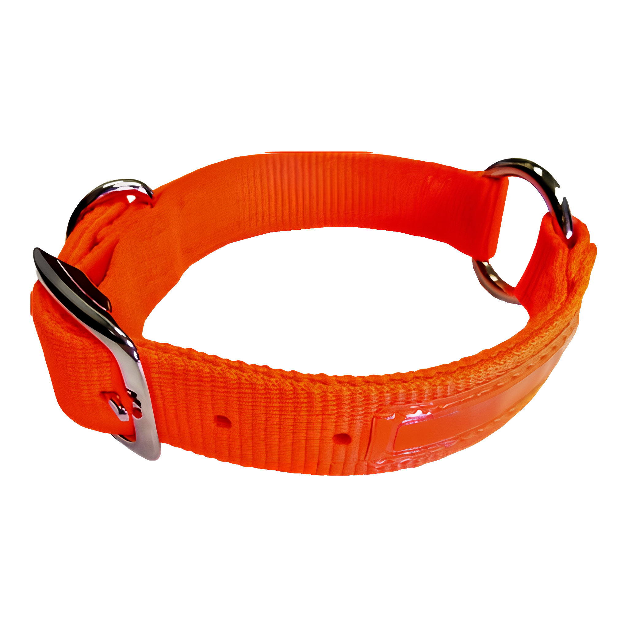 Hamilton Safe-Rite dog collar with reflective tape, orange, 20 inch size.
