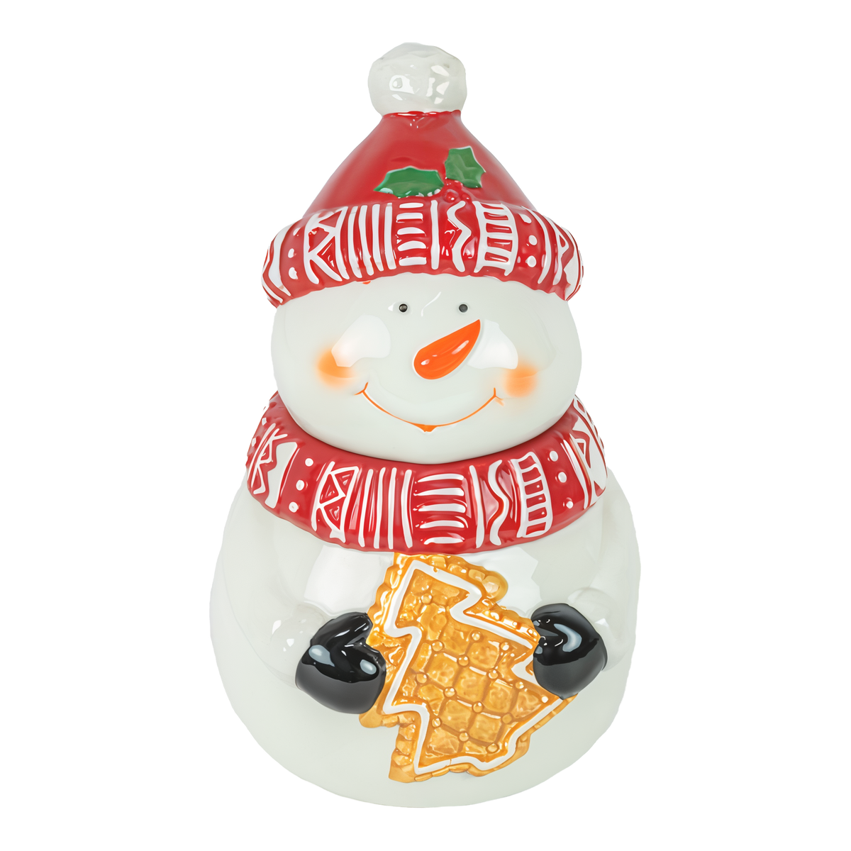 Hanna's Handiworks Red Stocking Hat Snowman Cookie Jar -- product image