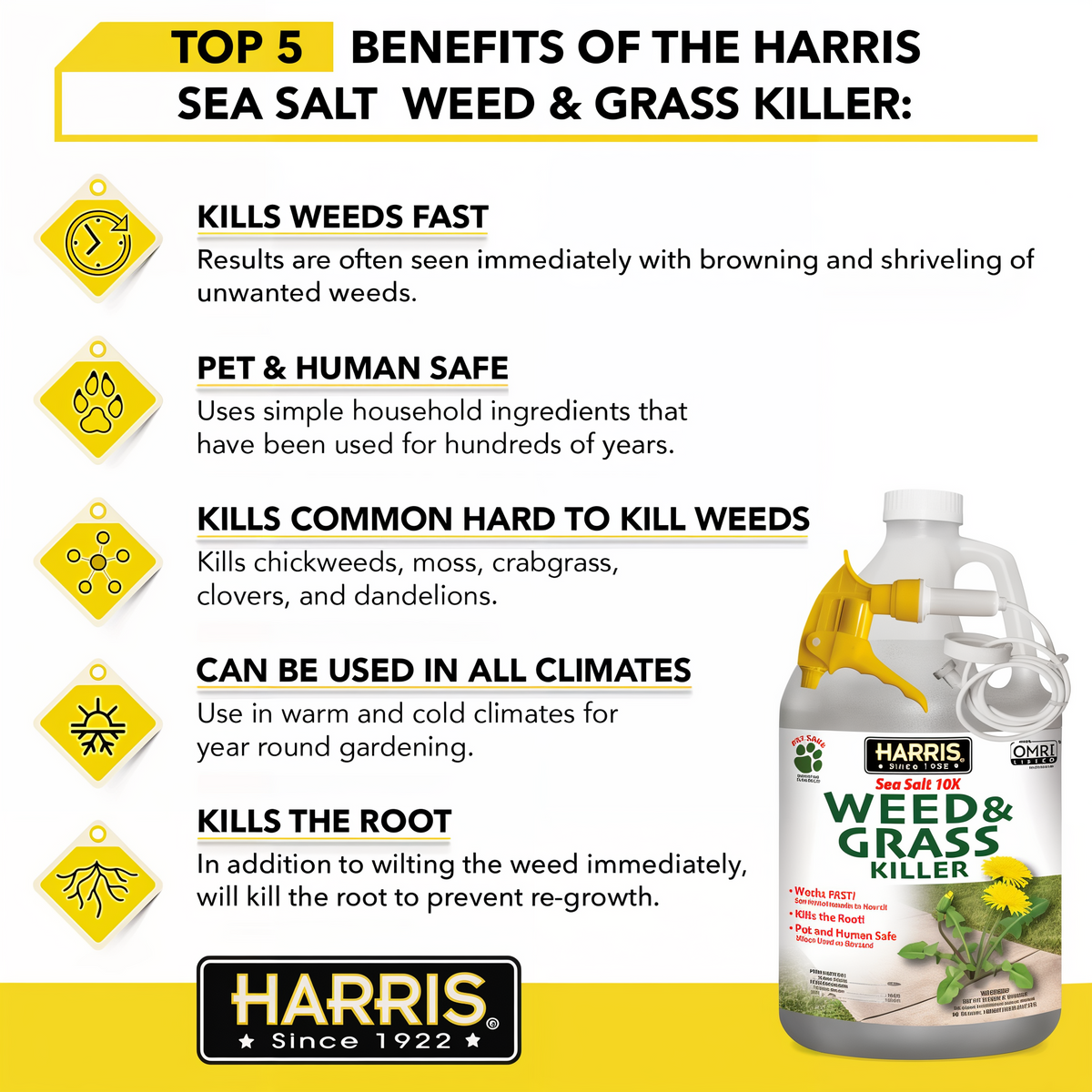 Harris Sea Salt 10X Weed & Grass Killer 1 Gallon -- diagram