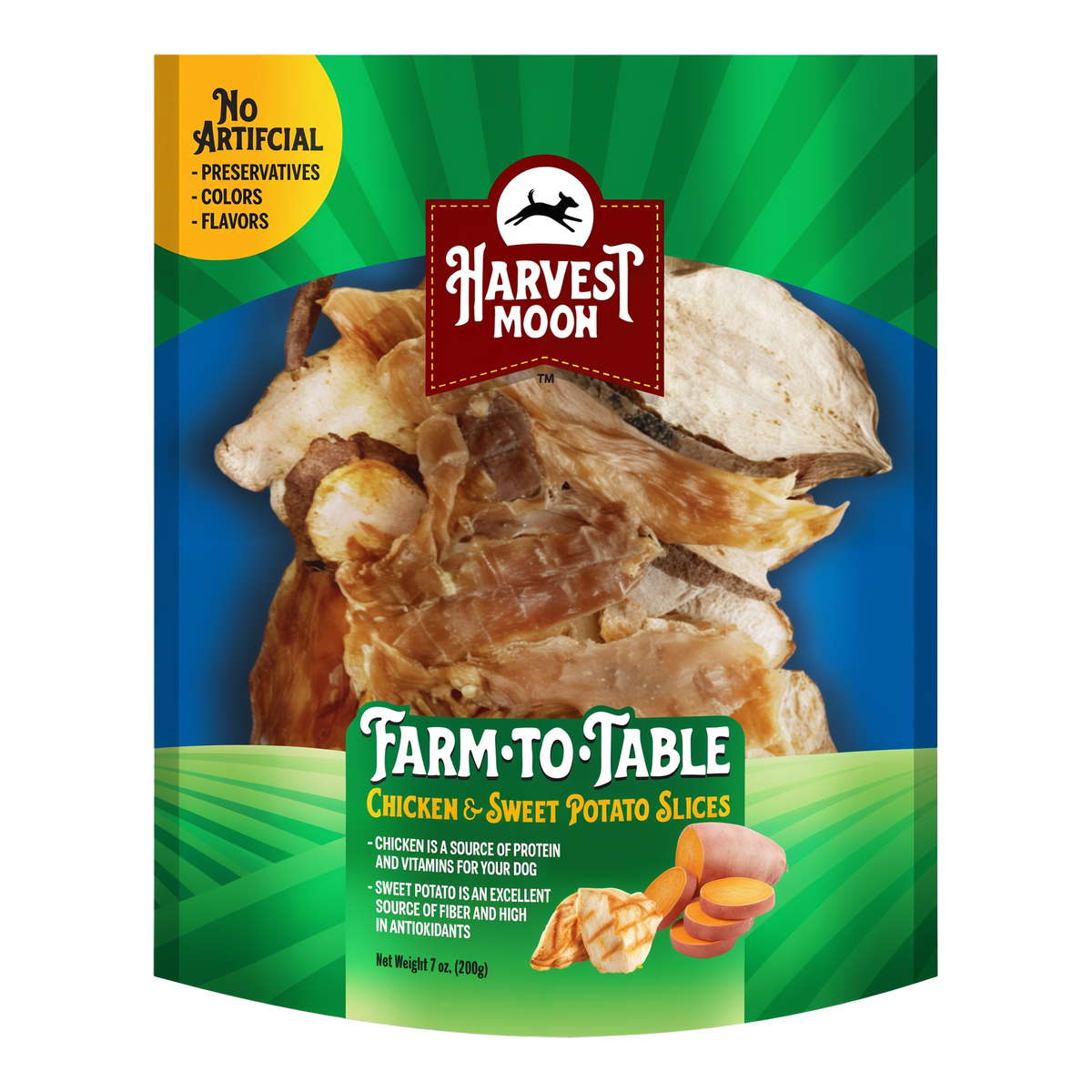 Harvest Moon Farm to Table Chicken & Sweet Potato Slices 7 OZ bag front
