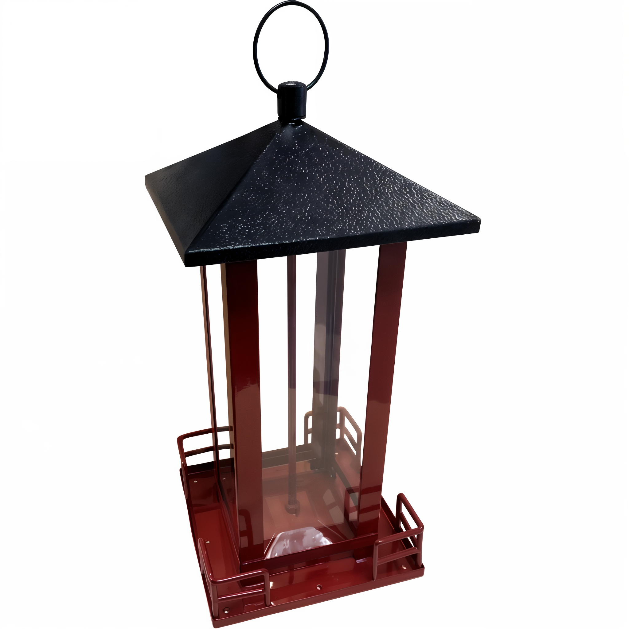 Heath Mfg Co P - Red Metal Black Roof Bird Feeder
