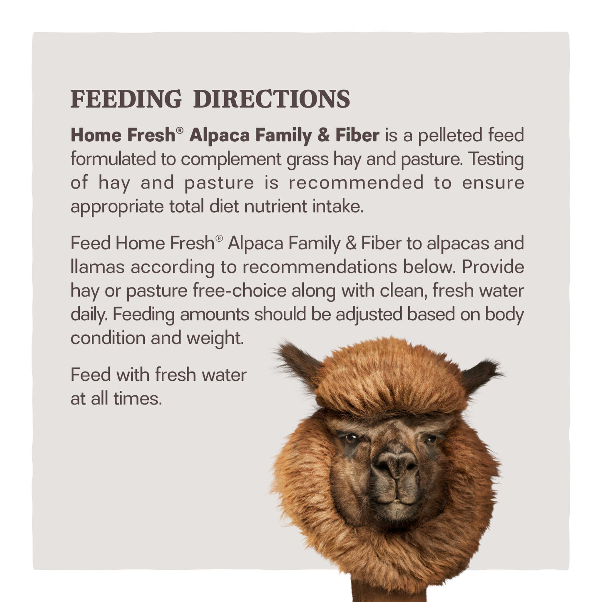 Home Fresh Alpaca Family & Fiber Pellet alpacafamilyfiber pellets 50lb feeding