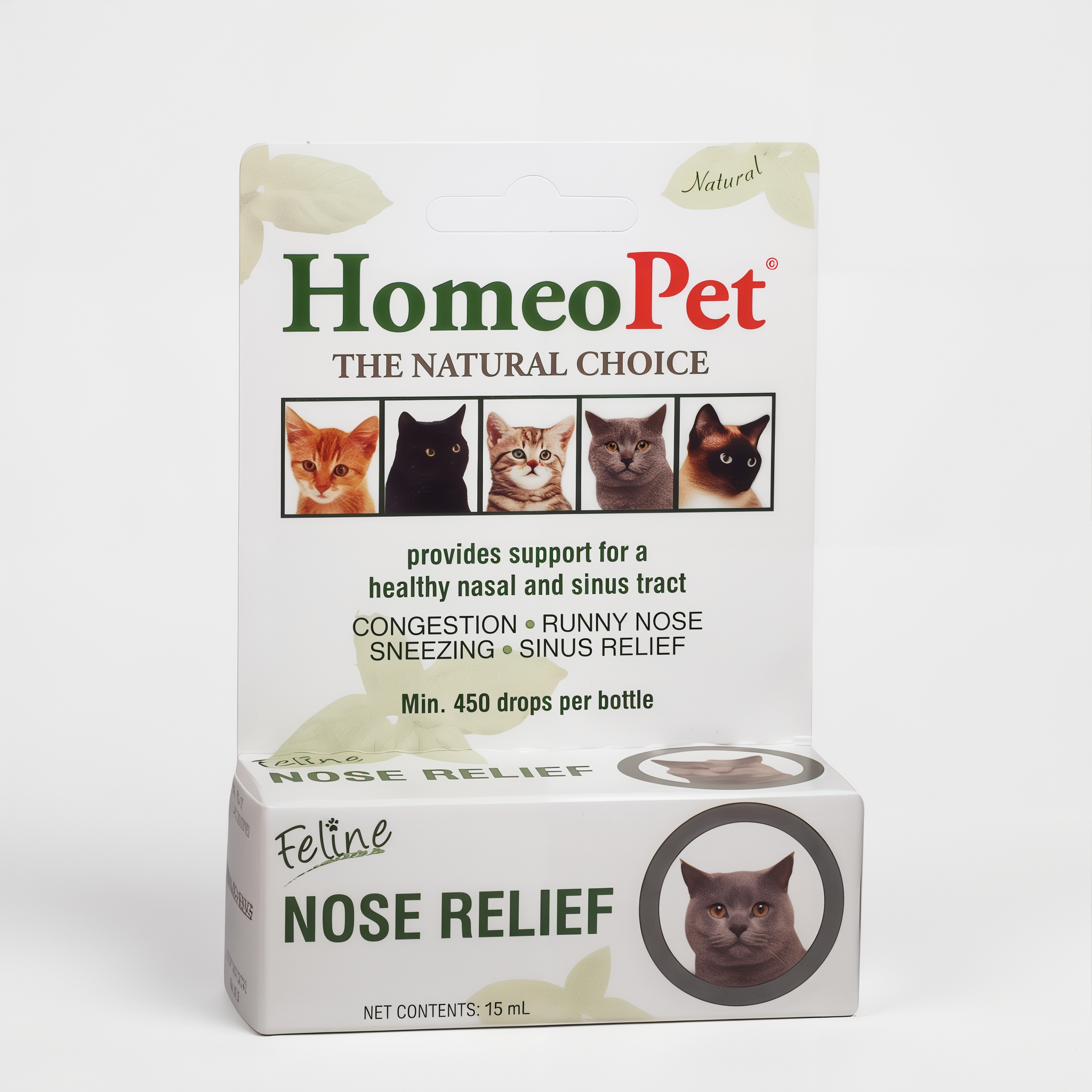 HomeoPet Feline Nose Relief Nasal and Sinus Health Supplement Solution for Cats