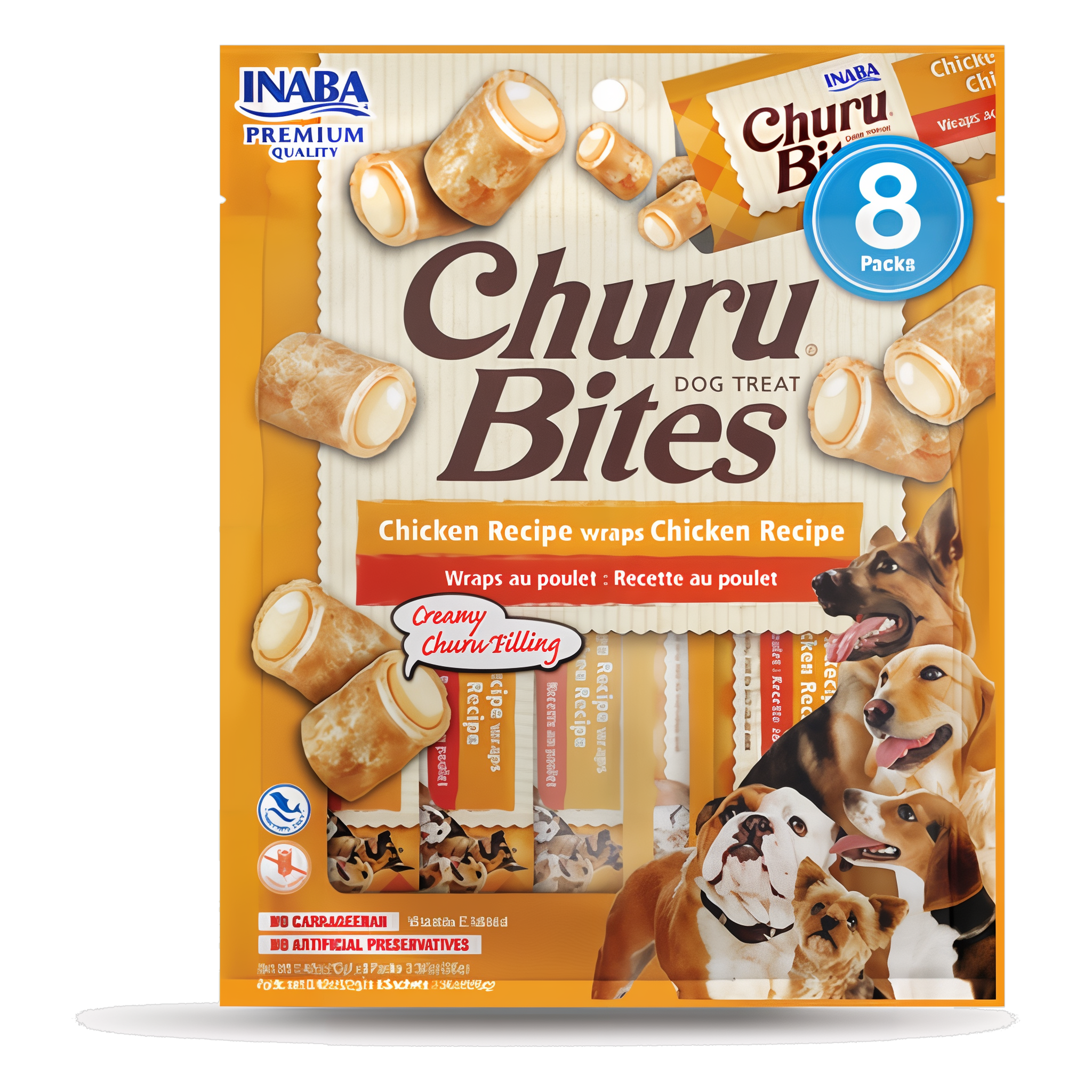 Inaba Churu Bites Chicken Recipe Wraps Chicken Recipe Dog Treats, 8 pieces package
