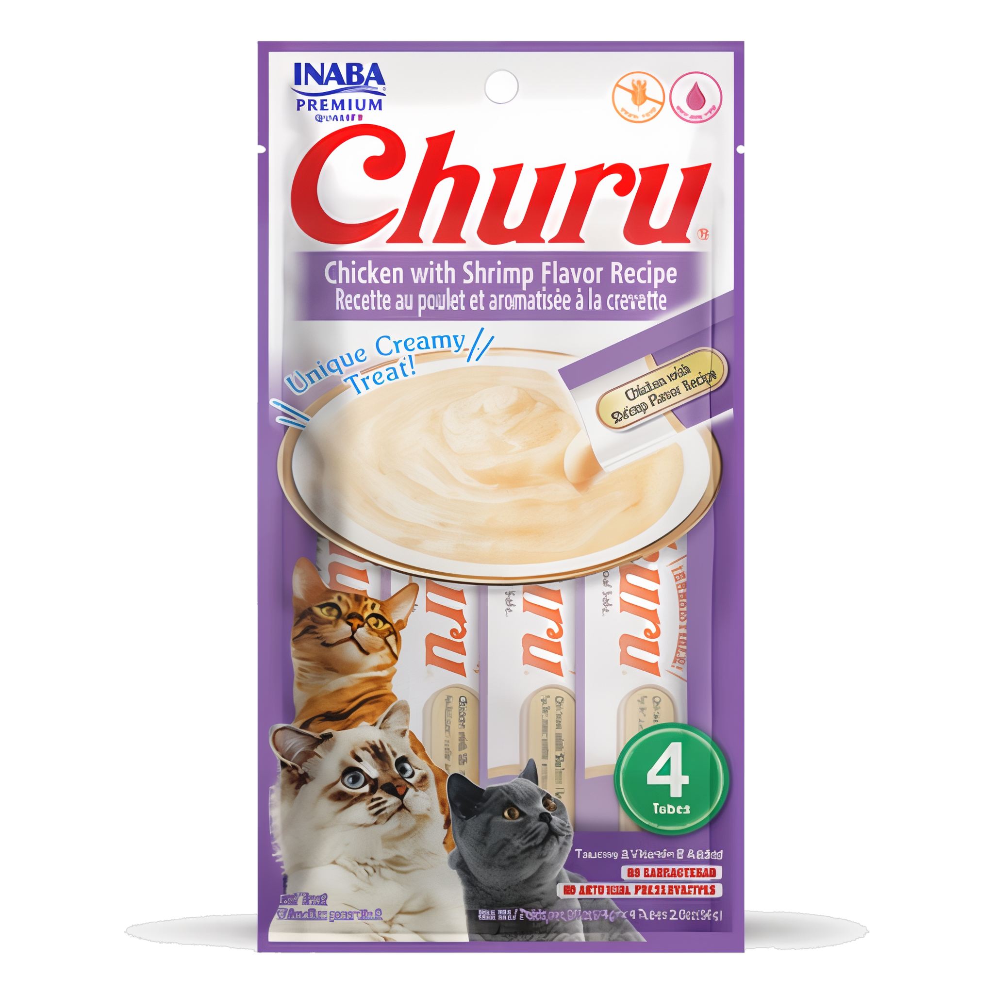 Inaba Churu Chicken with Shrimp Recipe Cat Treats, 4 tubes package