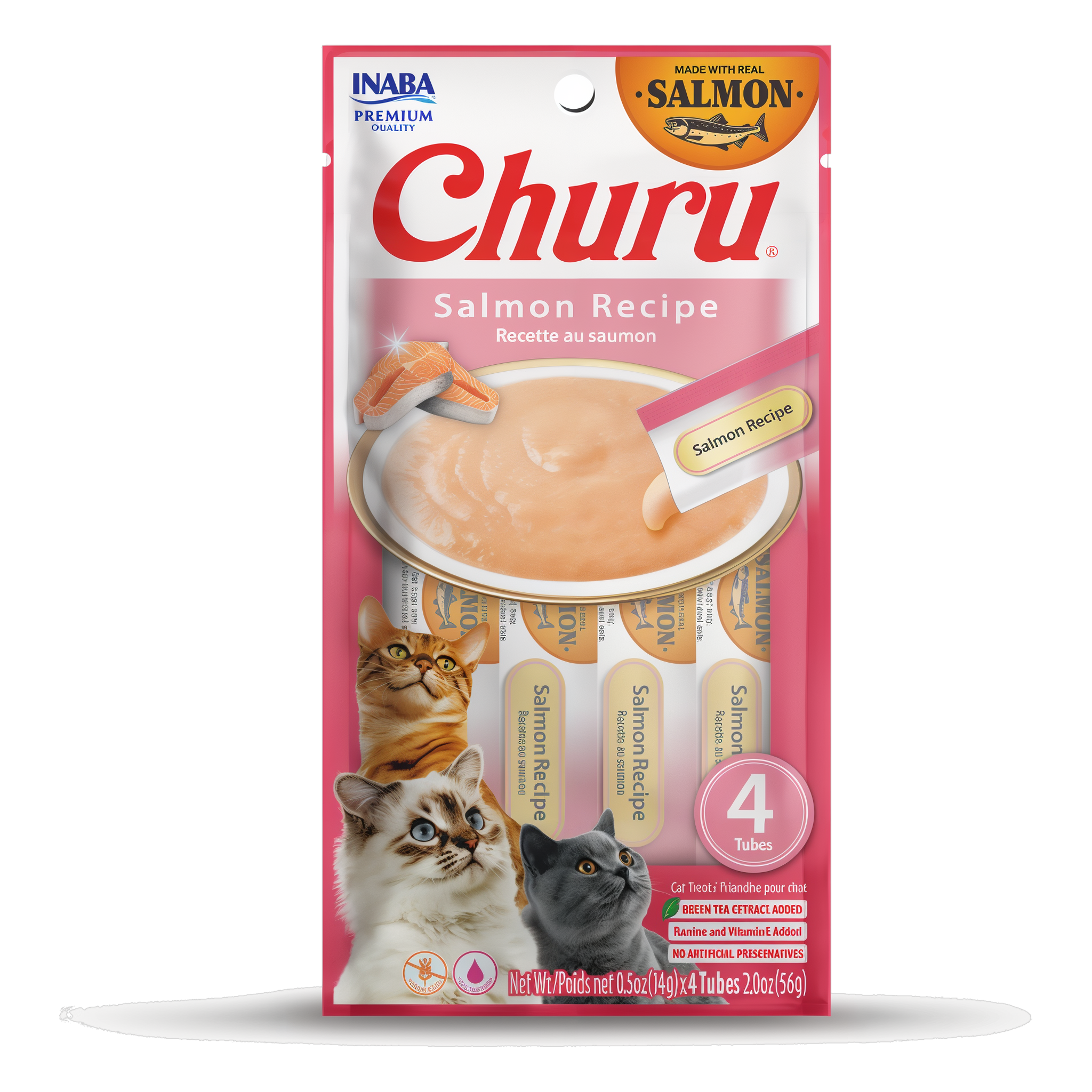 Inaba Churu Salmon Recipe Cat Treats, 4 tubes package #4 Tubes