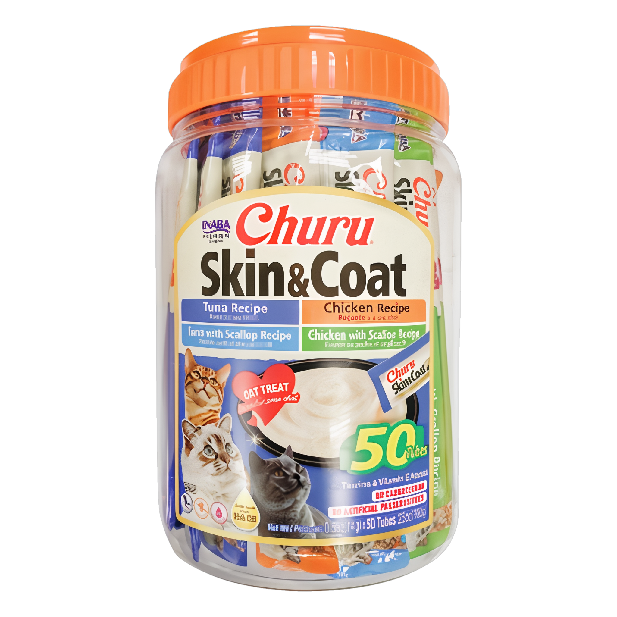 Inaba Churu Skin & Coat Variety Cat Treats, 50 tubes package