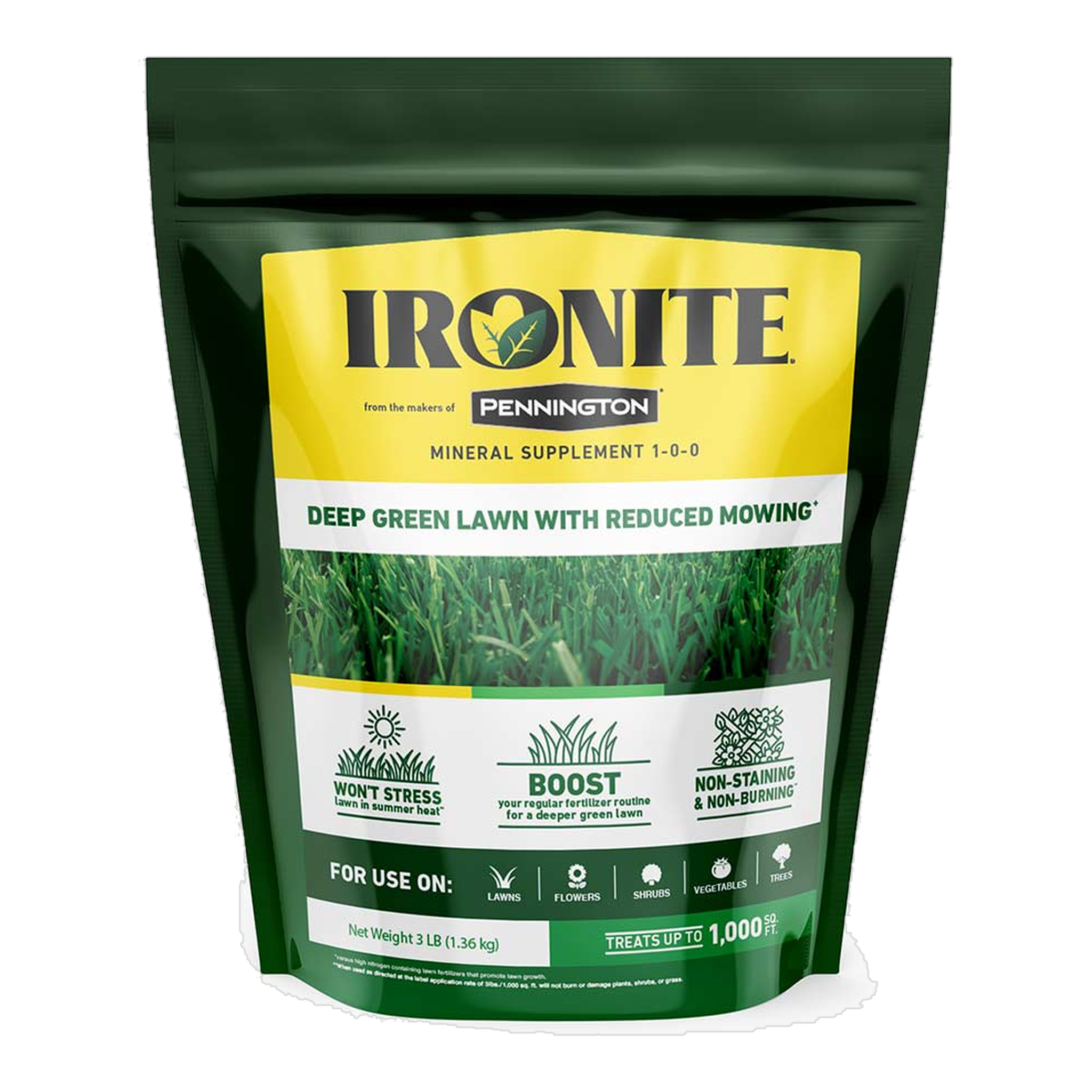 Ironite Mineral Supplement 1-0-0 by Pennington 3 lb pouch, front label #3 lb