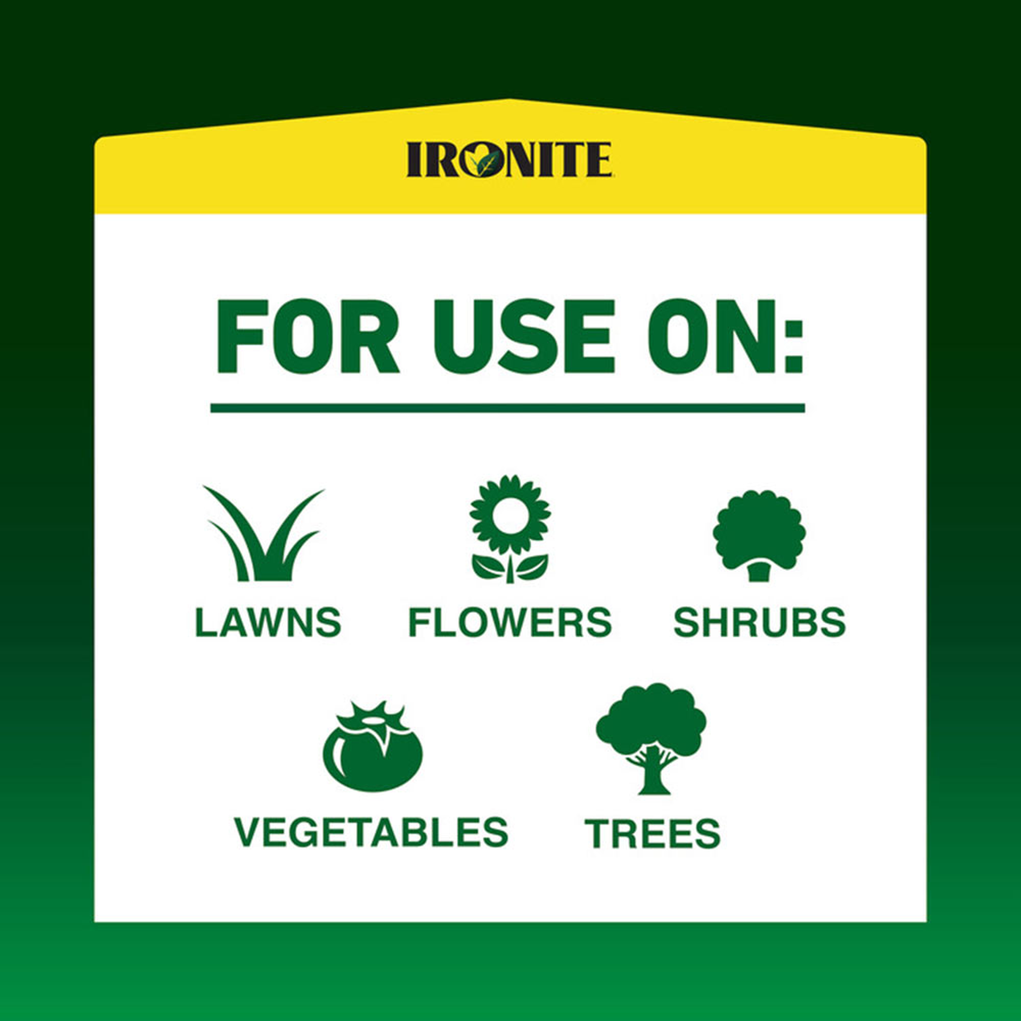 For use on lawns, flowers, shrubs, vegetables and trees