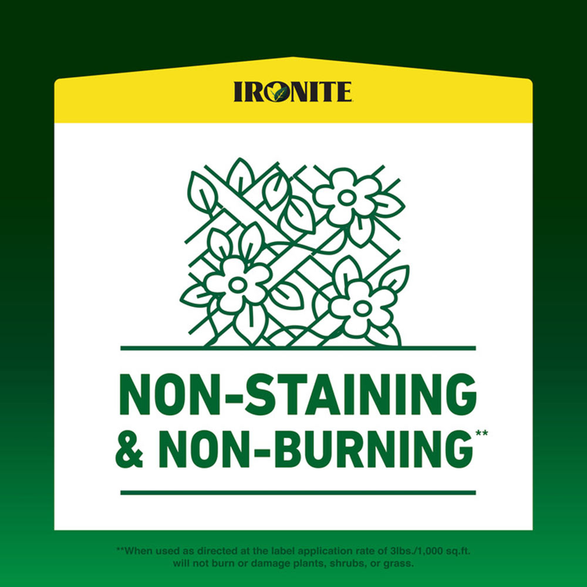 Non-staining and non-burning when used at the label application rate