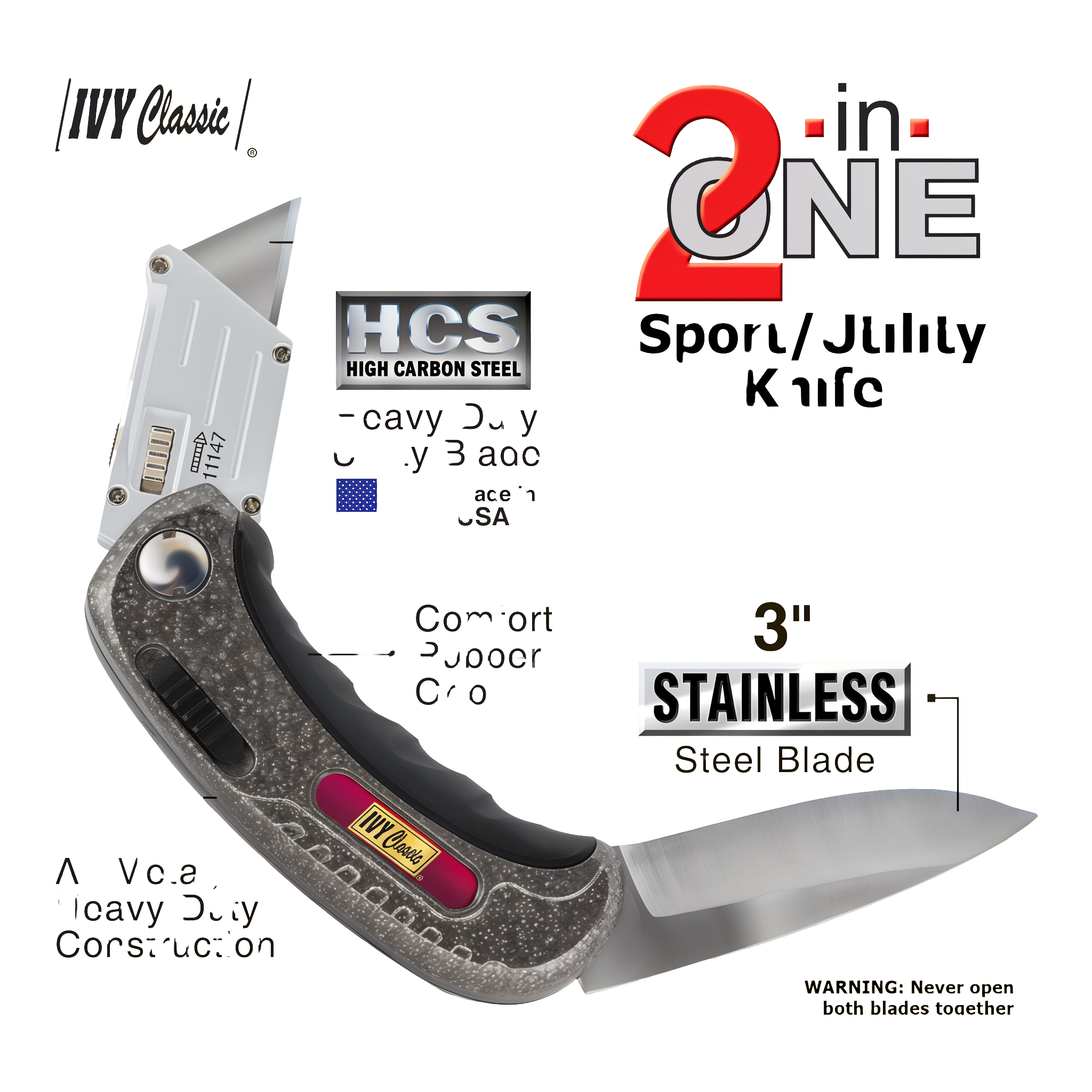 IVY Classic Hinge-Loc folding knife shown with sport blade extended