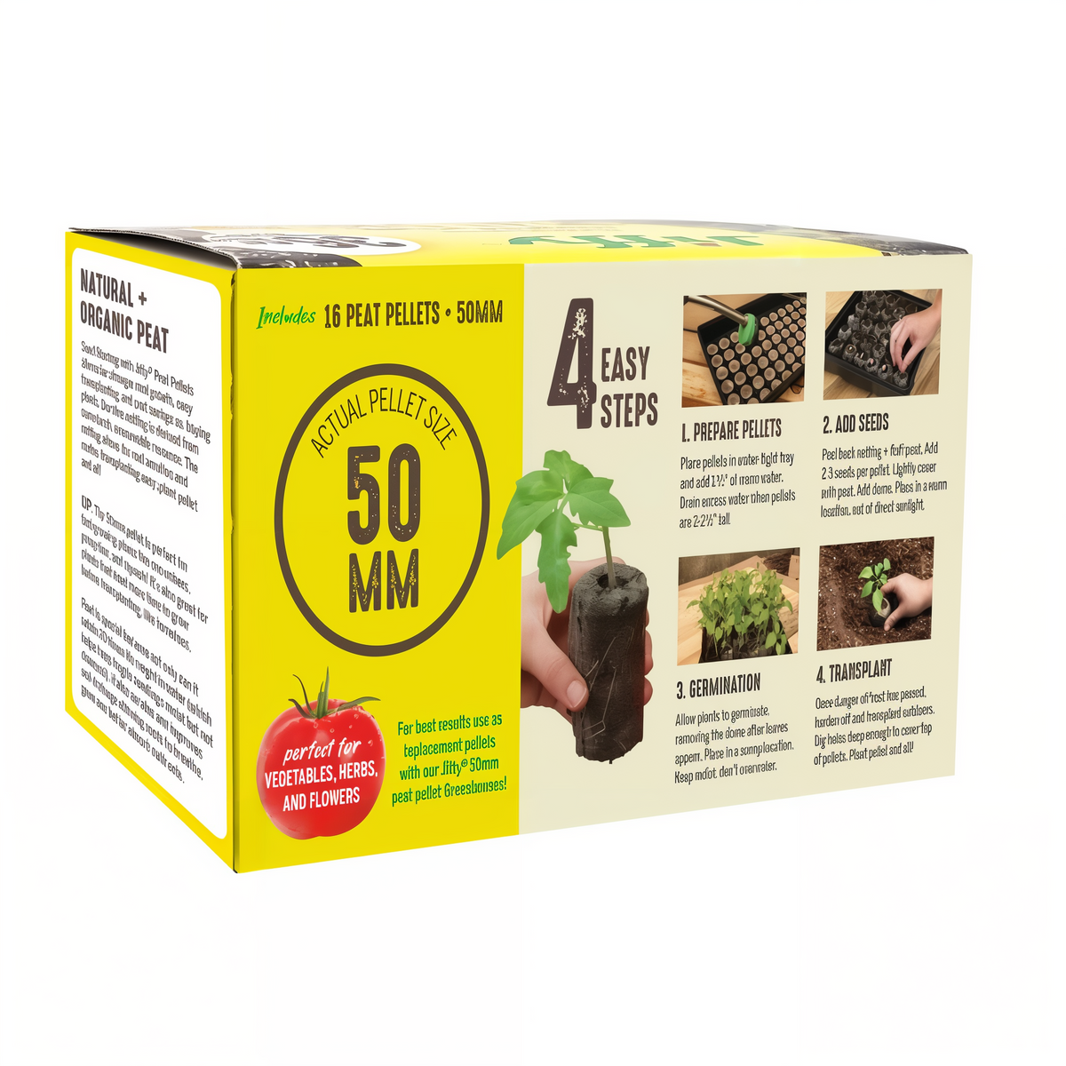 Jiffy Seed Starting 50mm Peat Pellet Refills 16 Pack -- packshot white