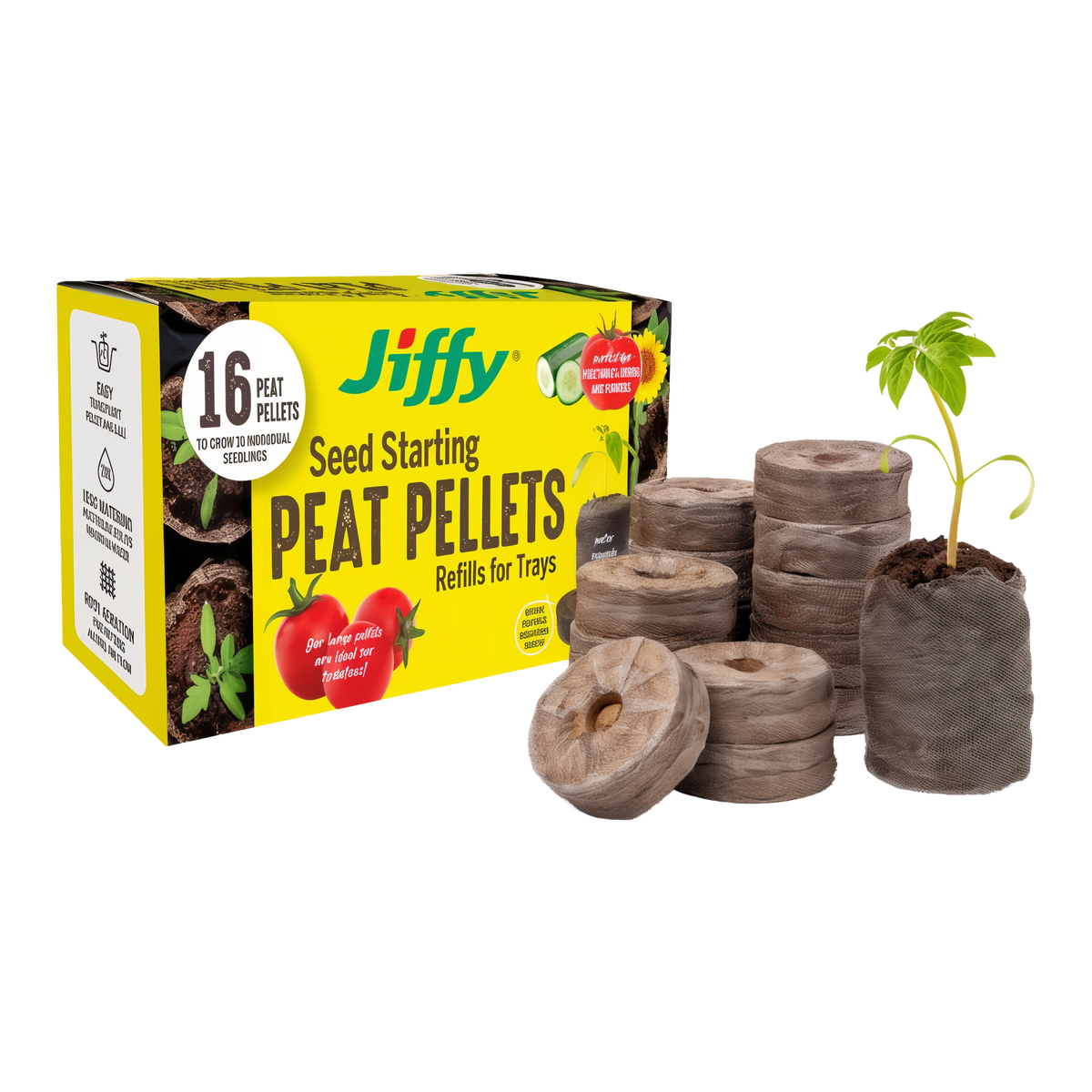 Jiffy Seed Starting 50mm Peat Pellet Refills 16 Pack -- product image