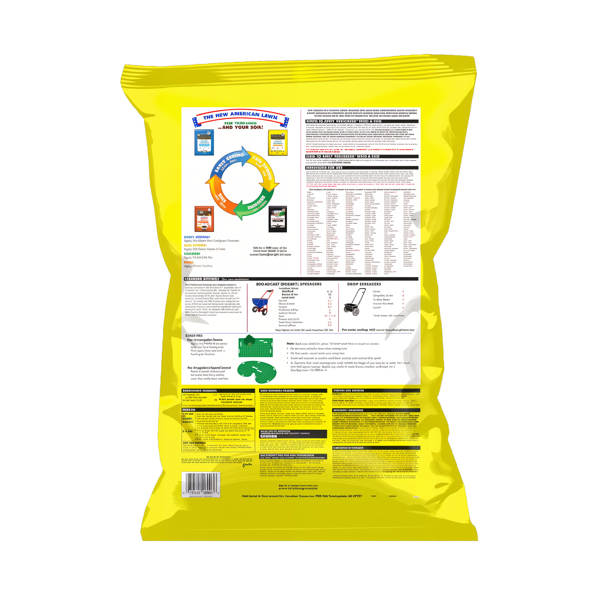 Back label of Jonathan Green Veri-Green Weed & Feed Lawn Fertilizer showing 21-0-3 guaranteed analysis, active ingredients, broadleaf weeds controlled, application directions and spreader settings