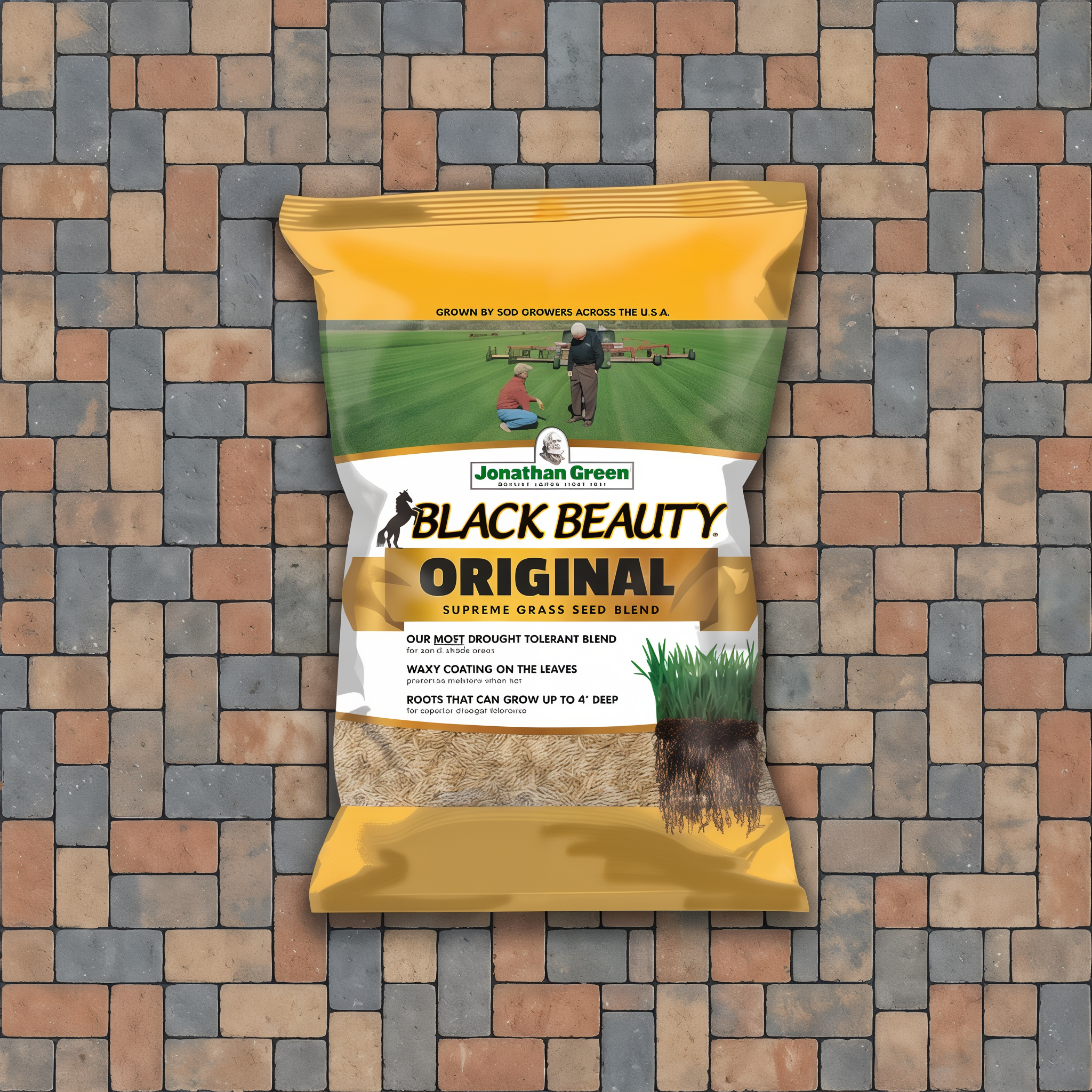 Large 50 pound bag of Jonathan Green Black Beauty Tall Fescue Grass Seed.