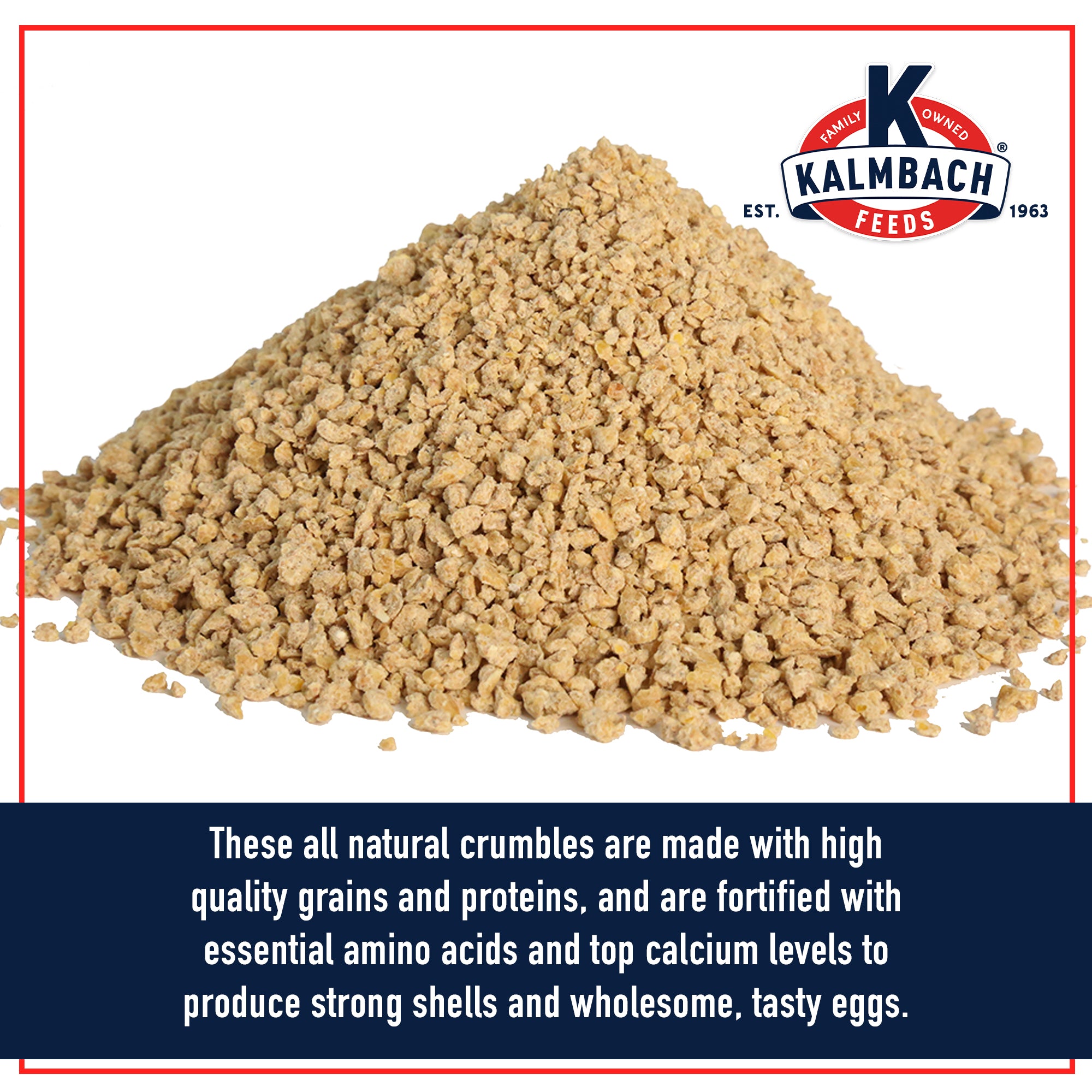 Close-up of Kalmbach 17% Layer Crumbles texture made with high-quality grains and proteins