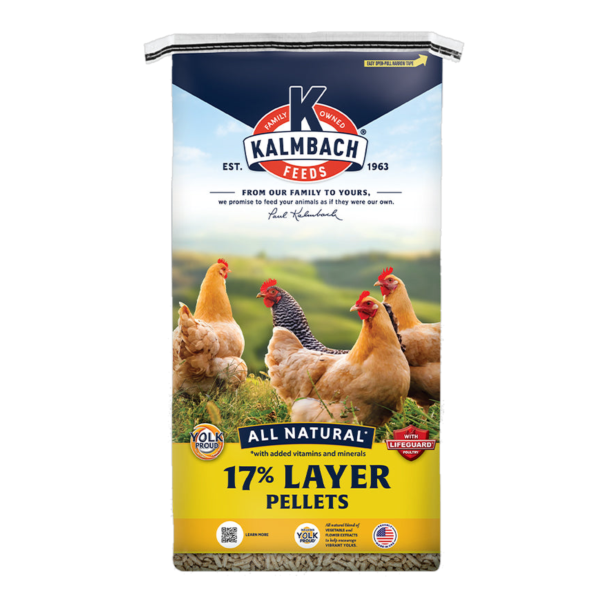 Kalmbach Feeds 17% All Natural Layer Pellets 50 lb bag front #50 lb