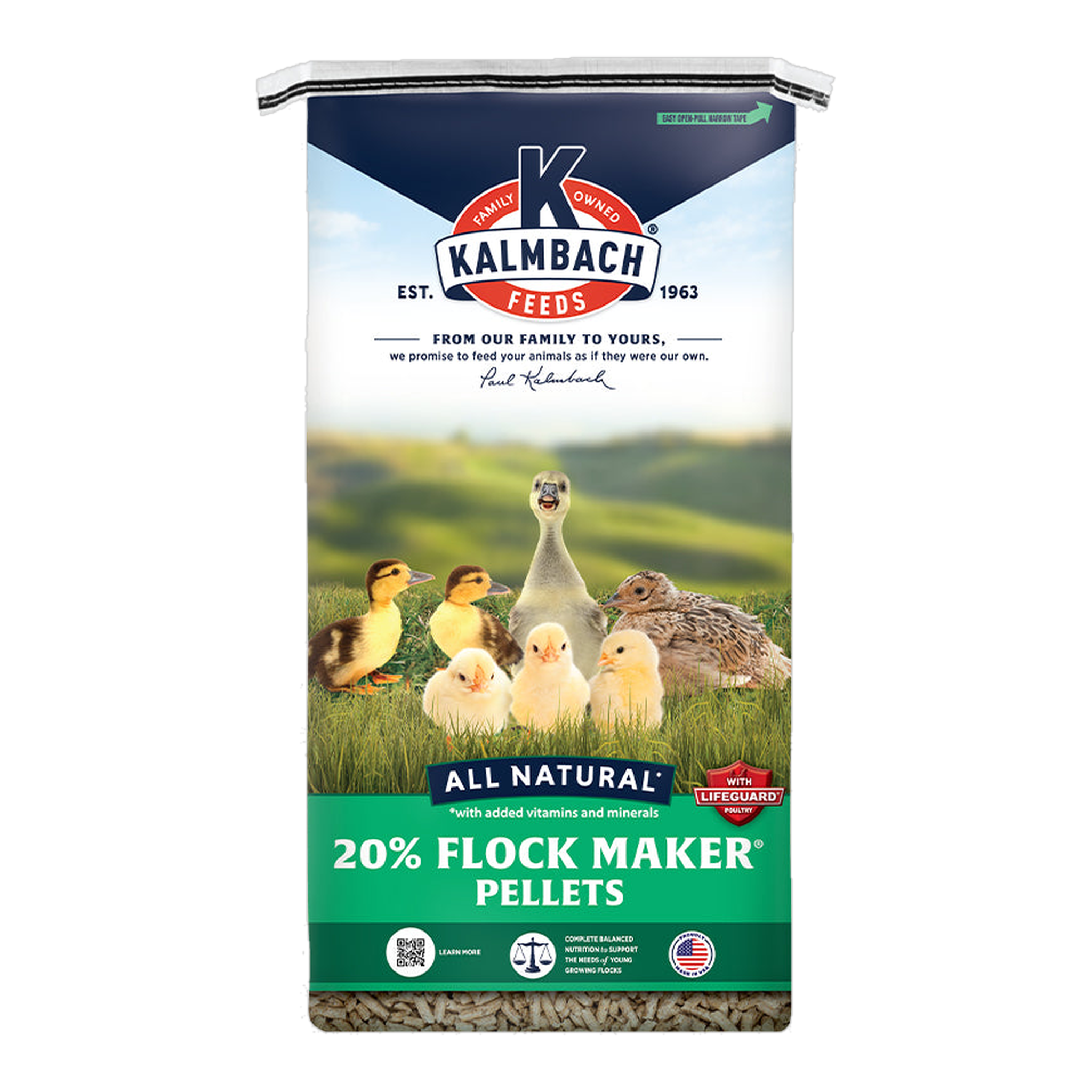 Kalmbach Feeds 20% Flock Maker Pellet 50 lb bag front #50 lb