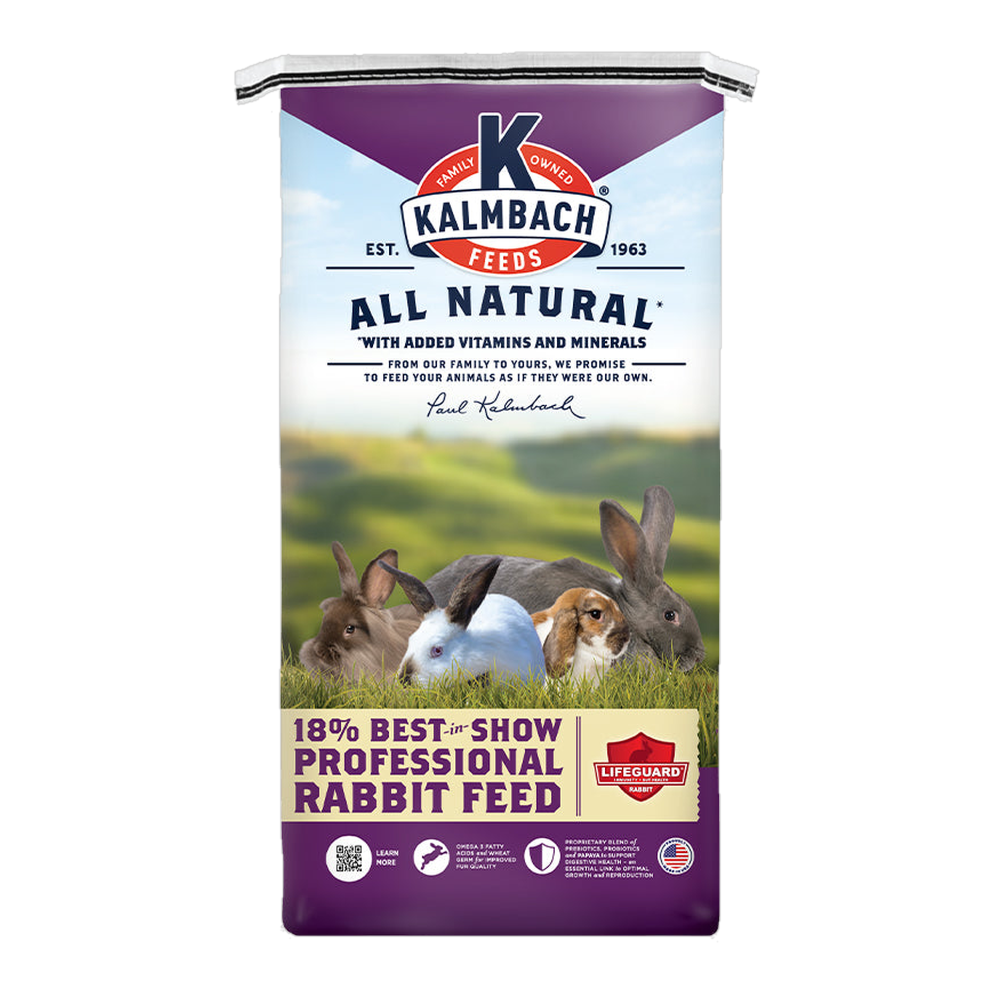 Kalmbach Feeds 18% Best-in-Show Rabbit Pellet 50 lb bag front