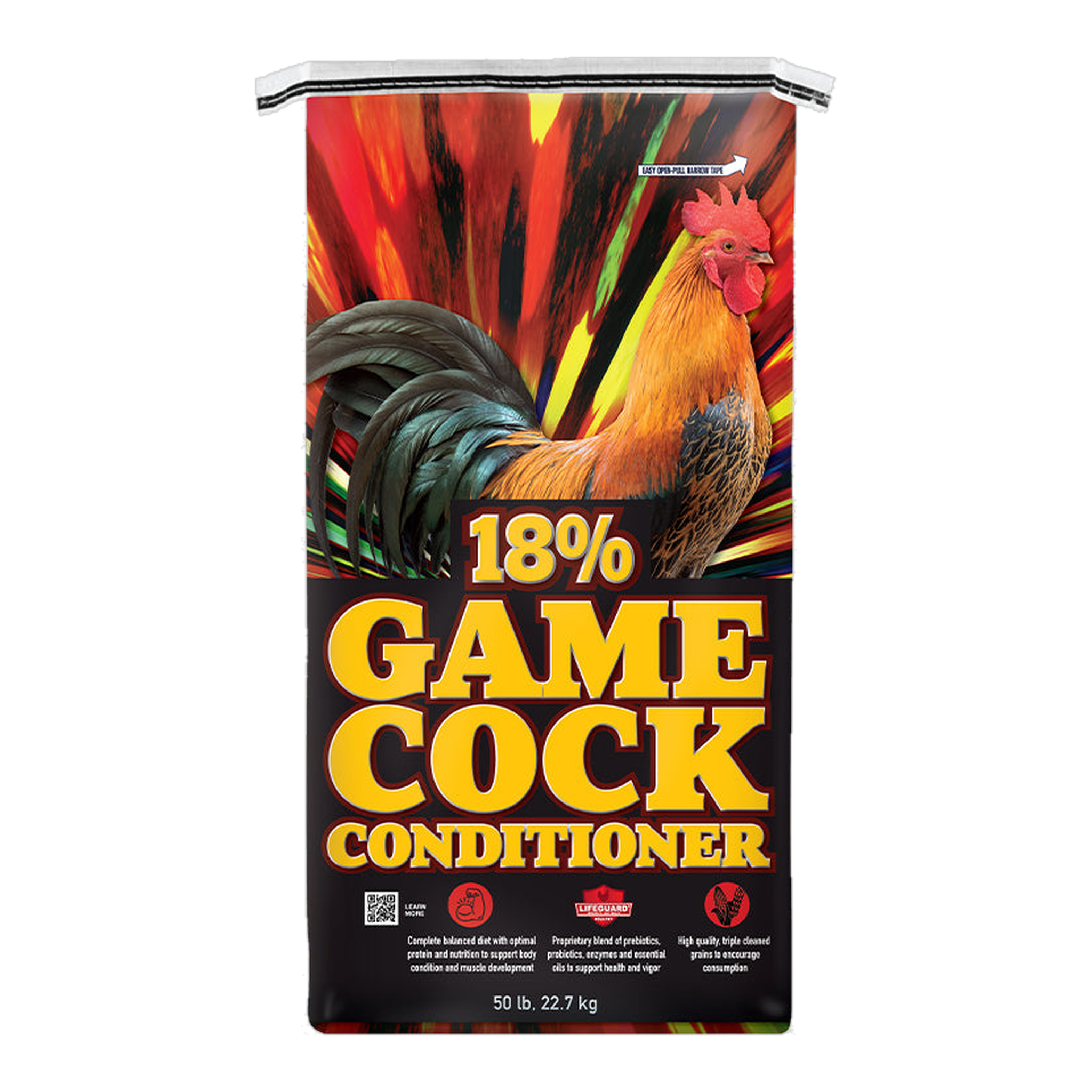 Kalmbach Feeds Game Time Elite 18% Gamecock Conditioner 50 lb bag front #50 lb