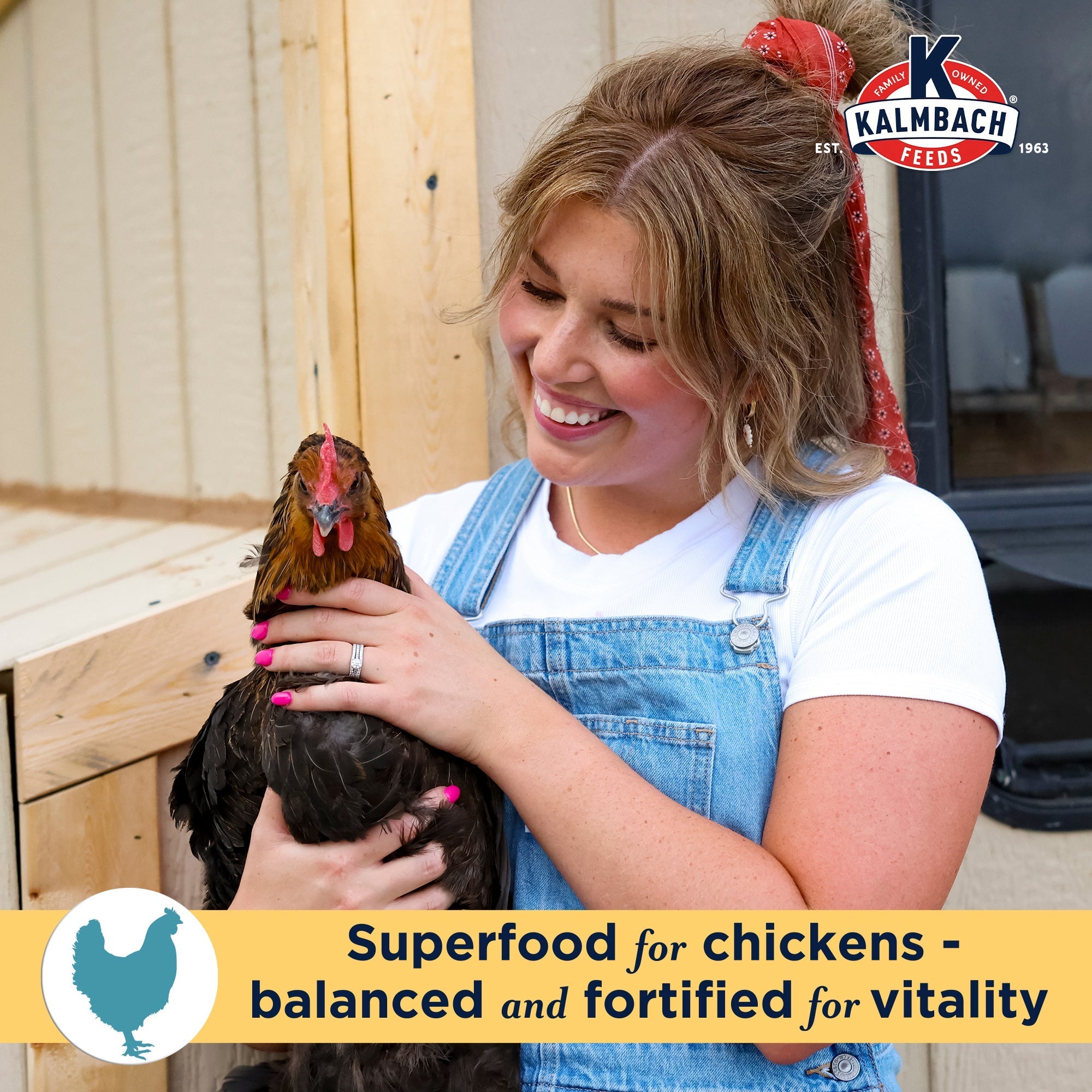 Kalmbach graphic: superfood for chickens, balanced and fortified for vitality