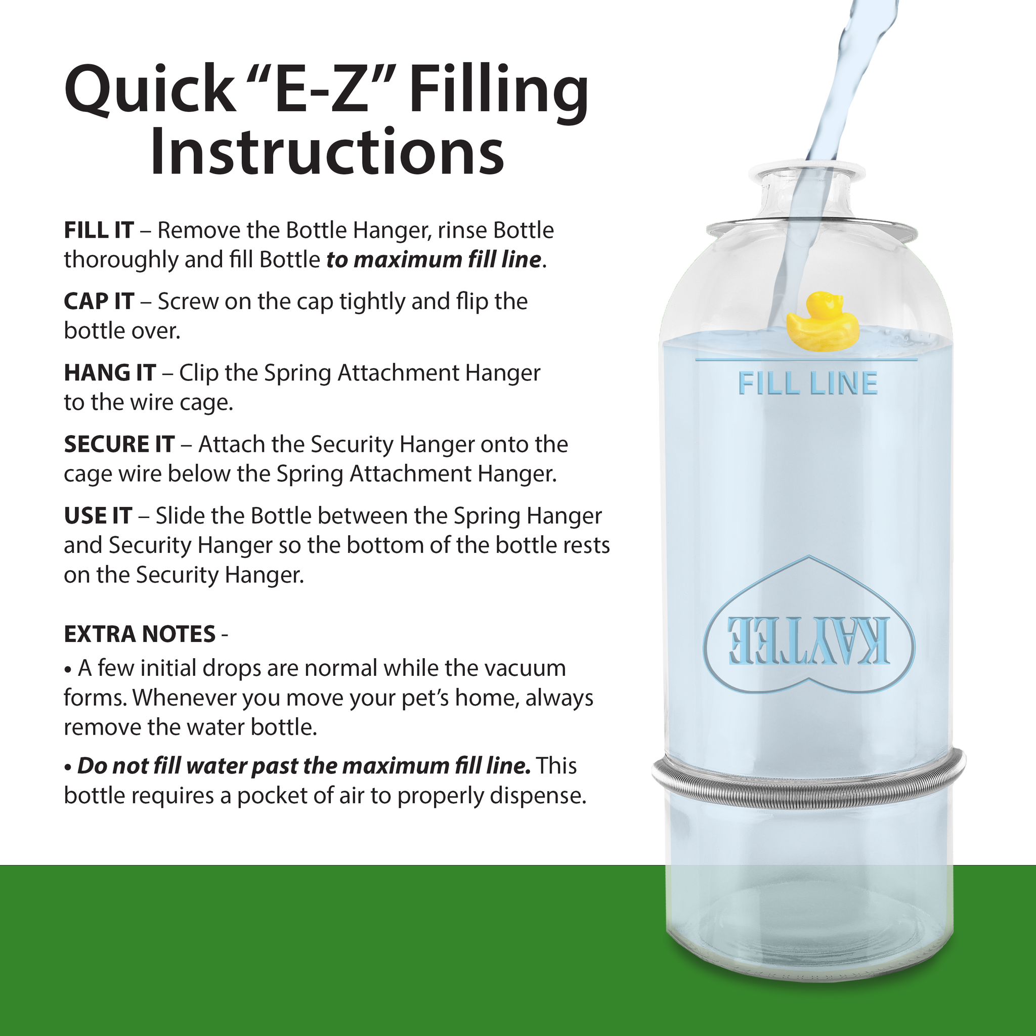 Kaytee Chew-Proof Water Bottle filling instructions