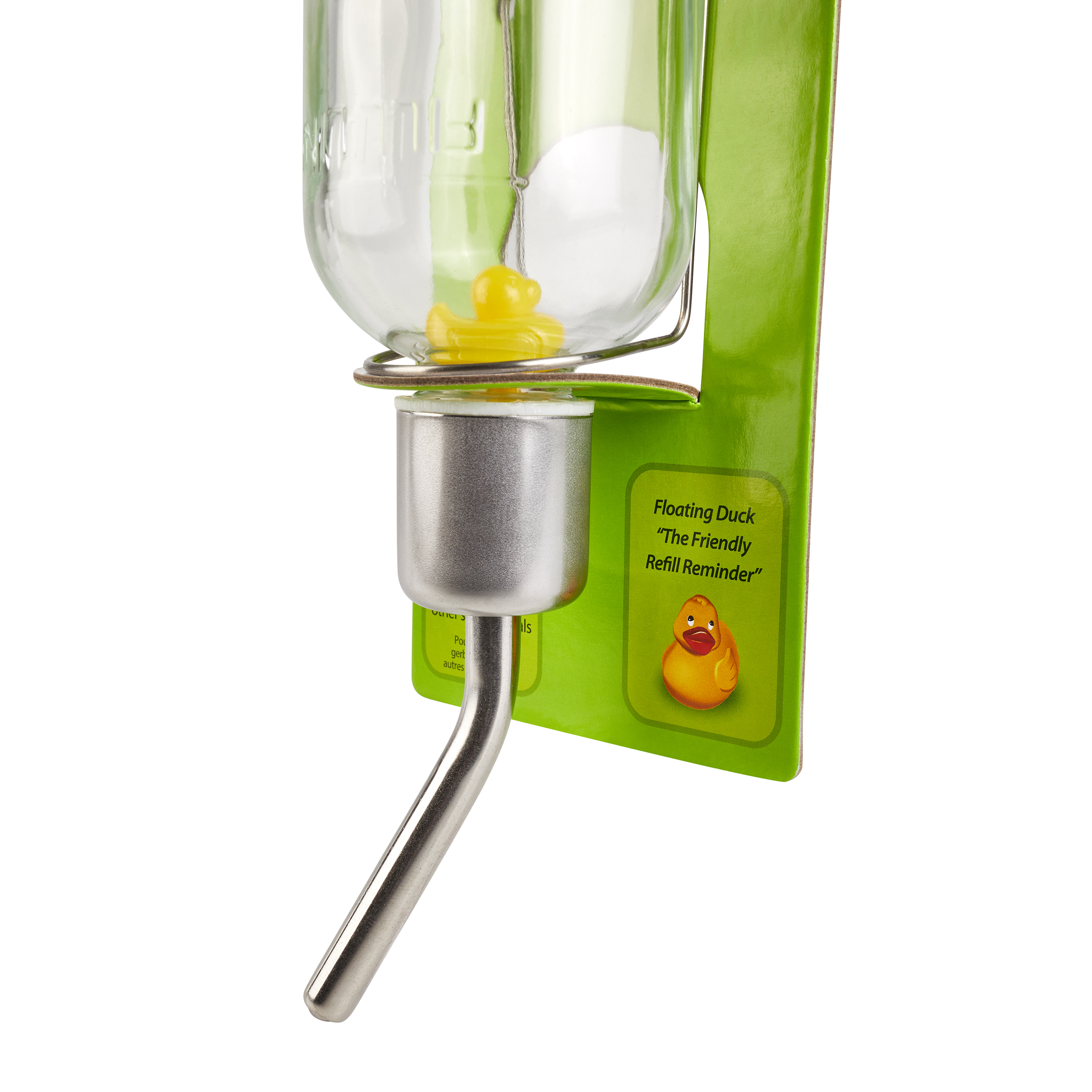 Kaytee Chew-Proof Water Bottle floating duck refill reminder
