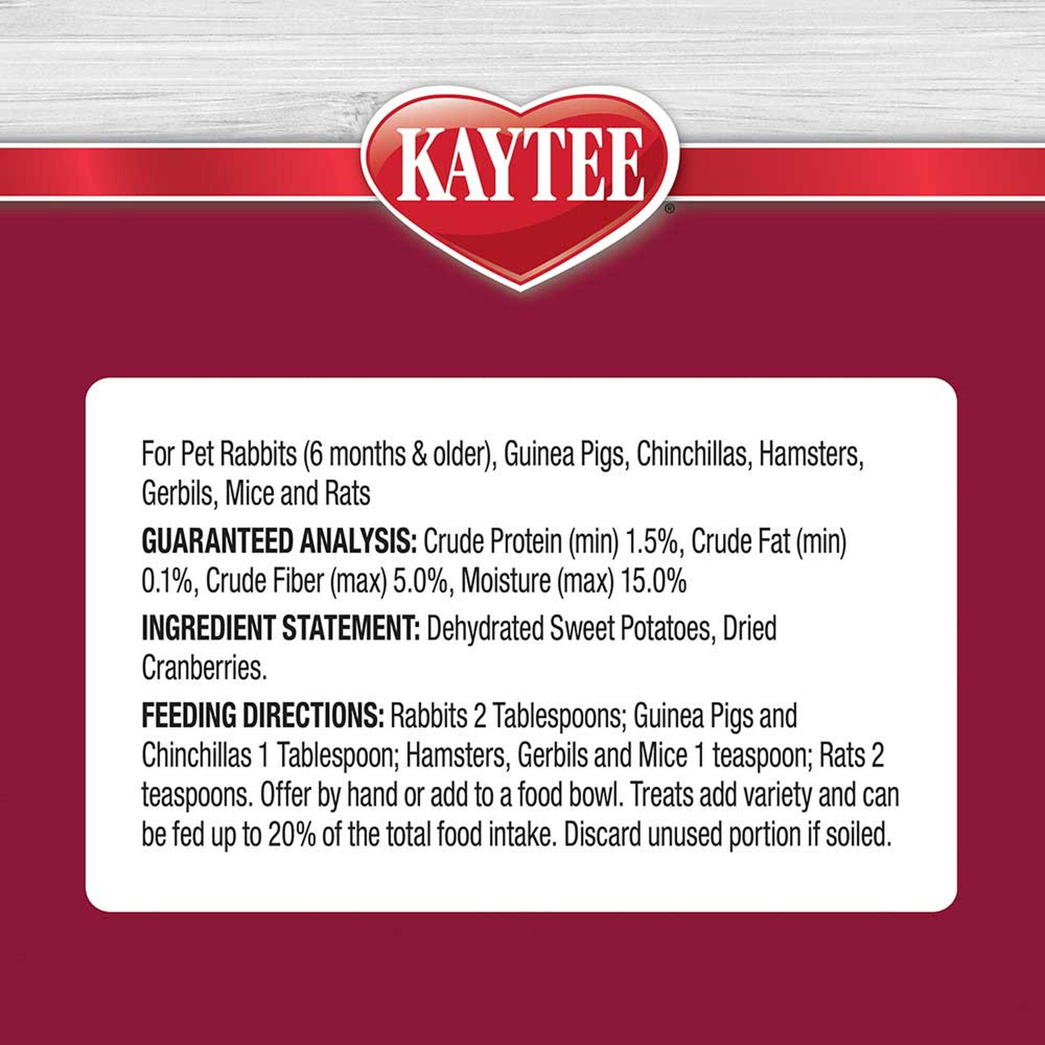 Kaytee Natural Snack with Superfoods, Sweet Potato & Cranberry, 3 Ounce guaranteed analysis