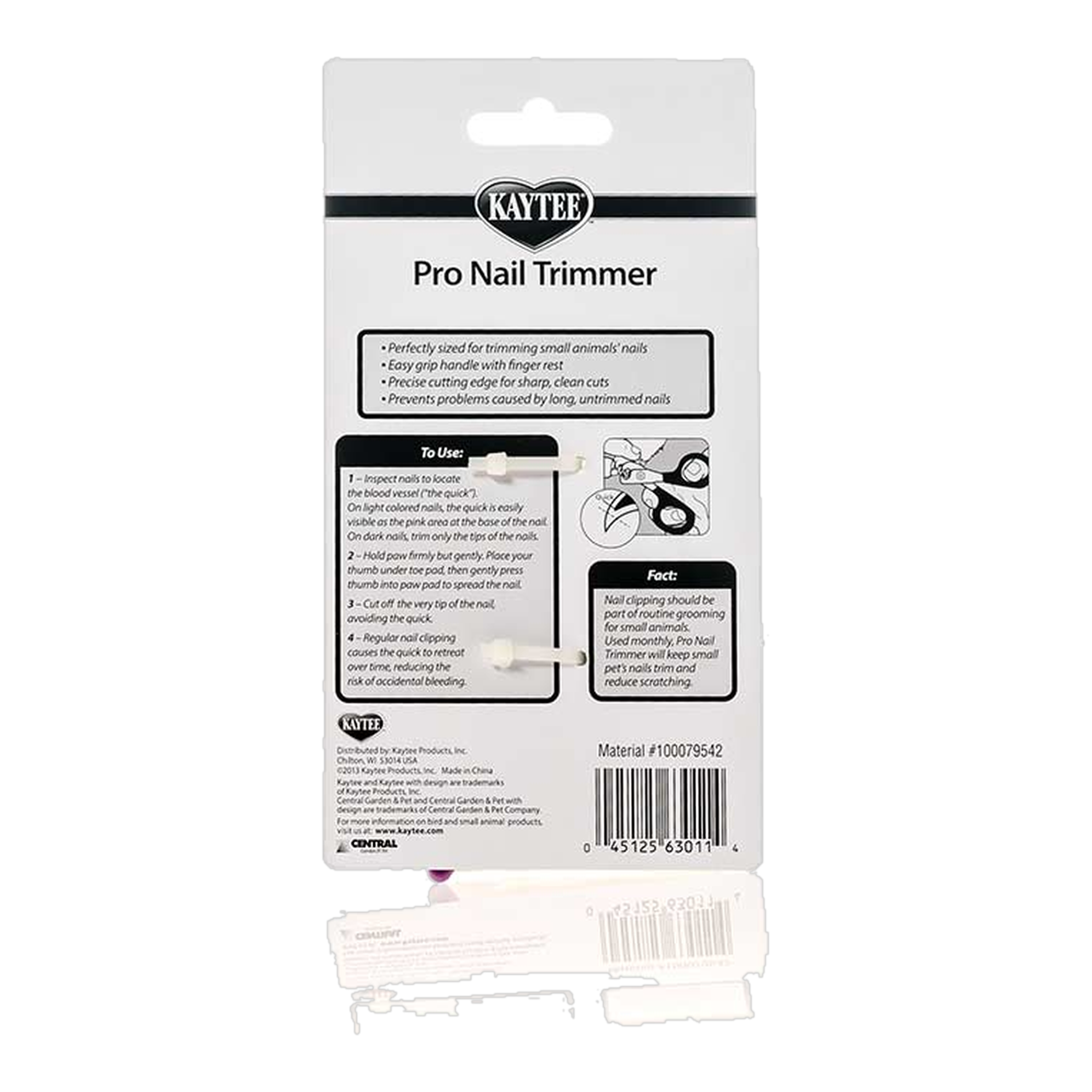 Kaytee Pro-Nail Trimmer package back