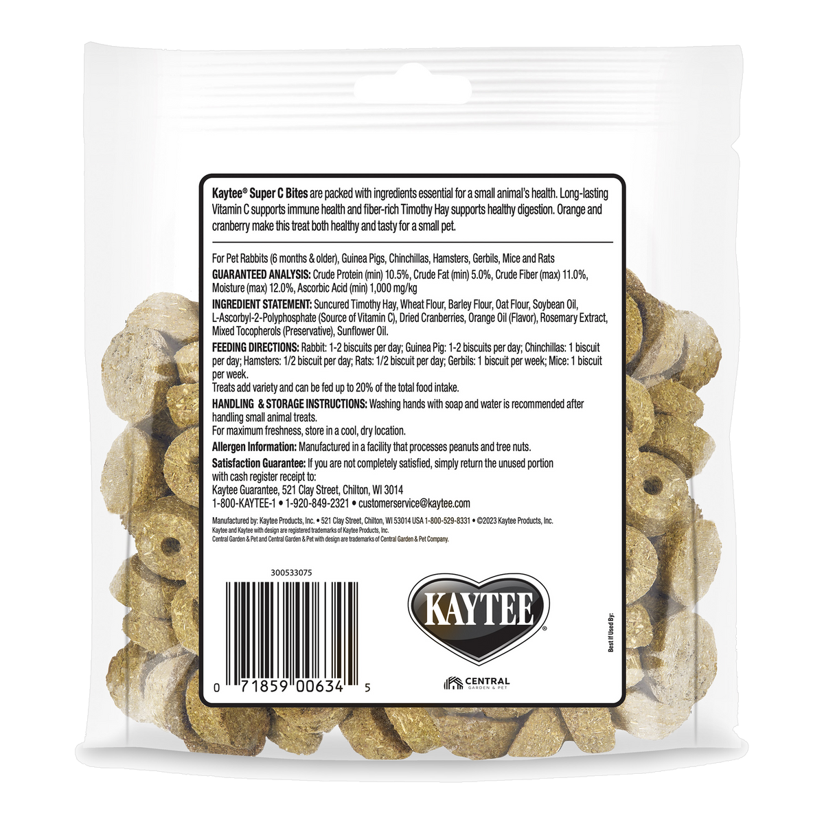 Kaytee Super C Bites, 4 Ounce package back